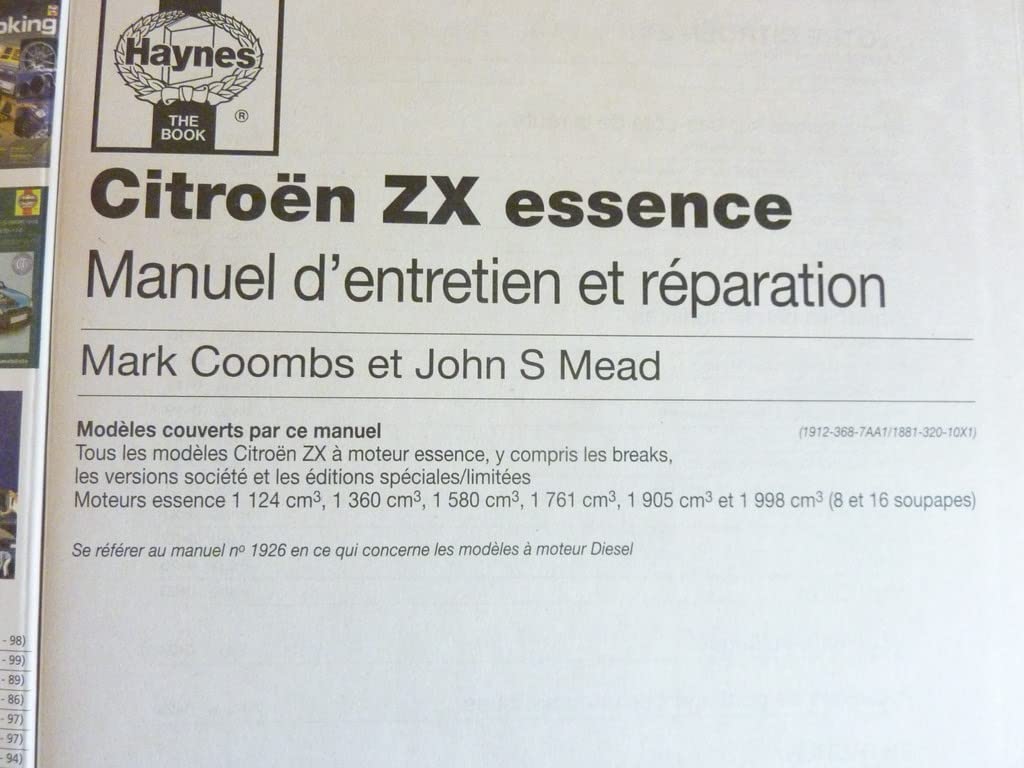 Citroen Zx Essence (French service & repair manuals) Leisure, Home & Garden