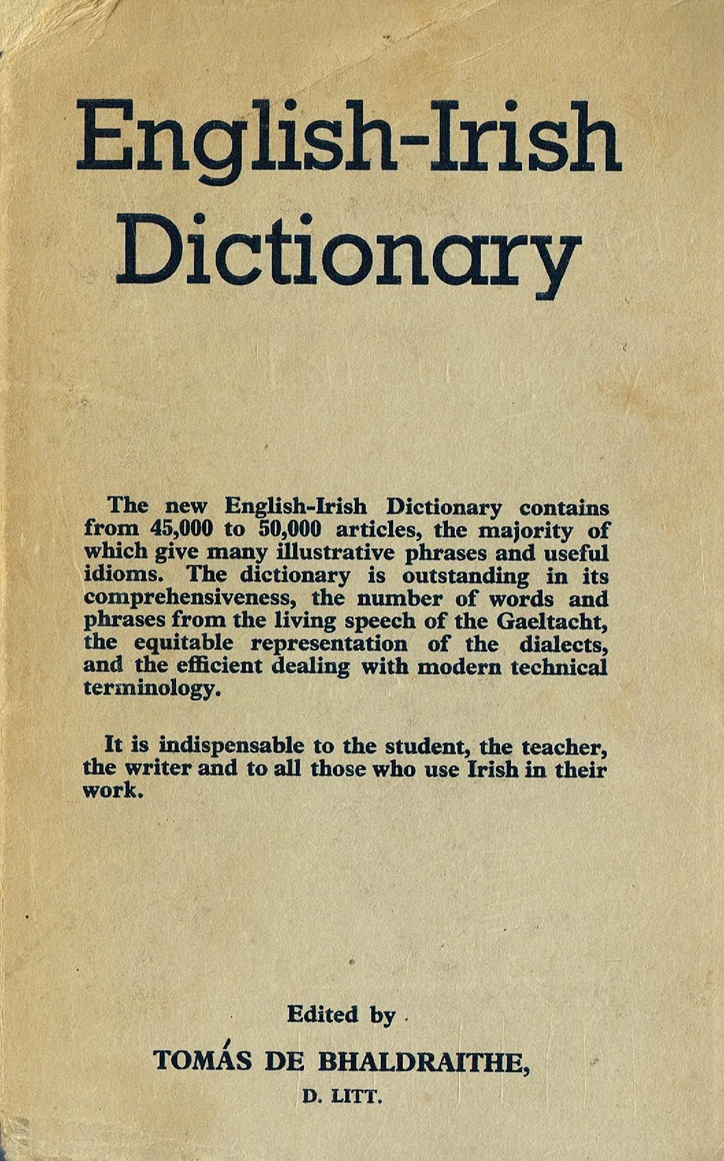 English-Irish Dictionary With Terminological Additions and Corrections General education