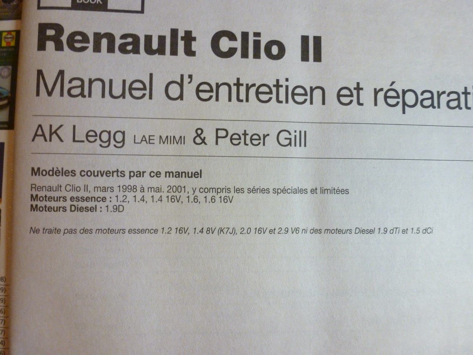 Renault Clio II Essence ET Diesel (98 - 01) Leisure, Home & Garden