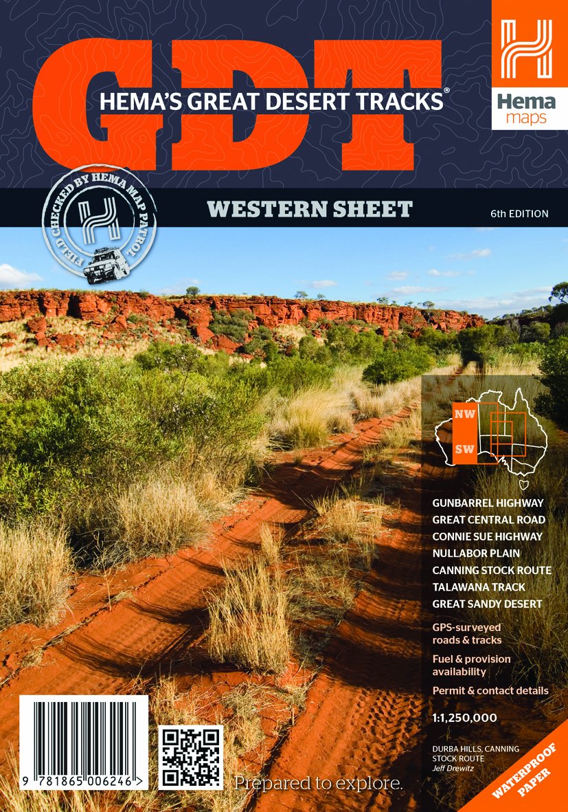 Hema's Great Desert Tracks, Western sheet: Gunbarrel Highway, Great Central Road, Connie Sue Highway, Nullabor Plain, Canning Stock Route, Talawana Track, Great Sandy Desert. Waterproof paper Leisure, Home & Garden