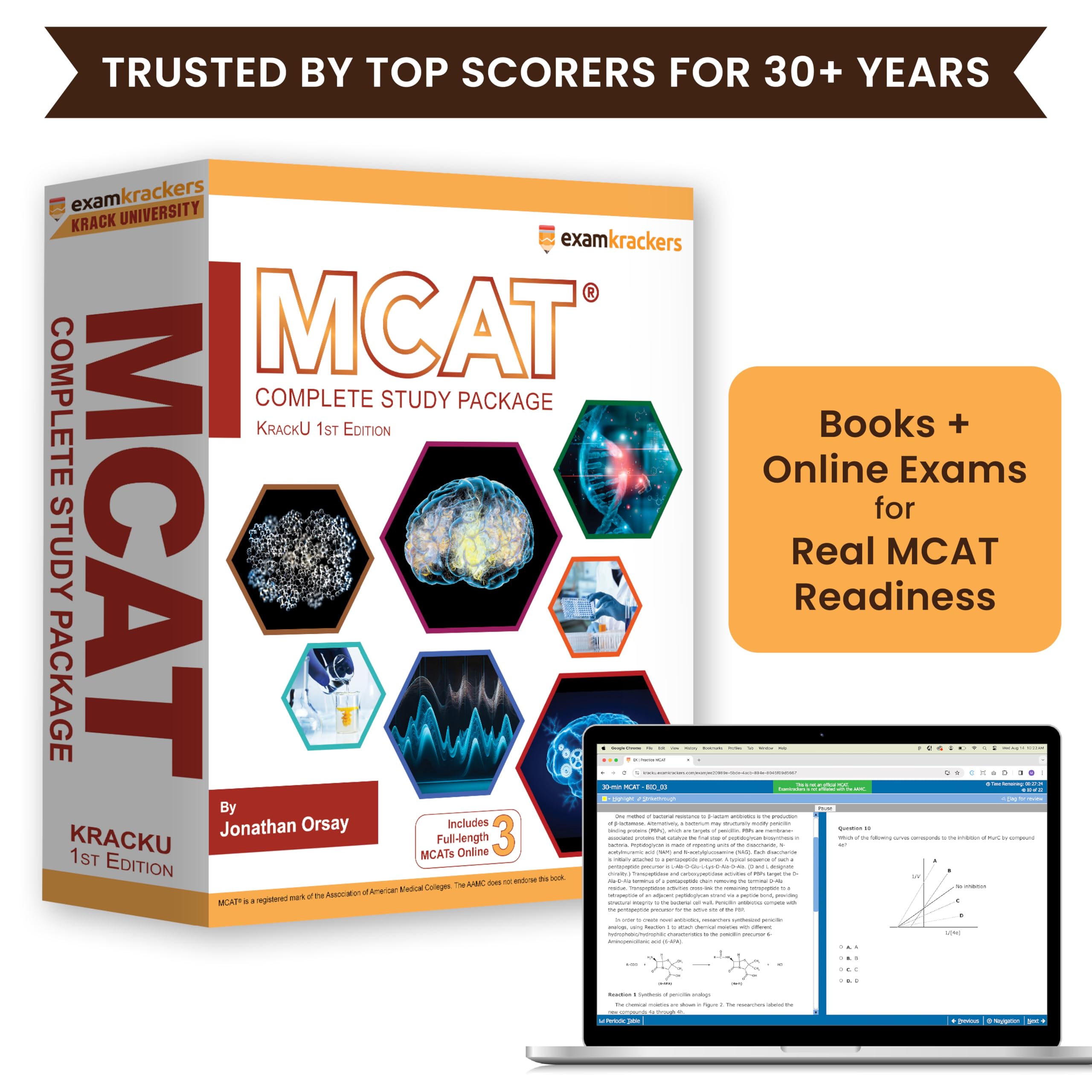 Examkrackers MCAT Complete Study Package, 12th Edition - Krack University (2025-2026): 7 MCAT Prep Books, 3 Full-Length MCATs, and 44 mini-MCATs Books