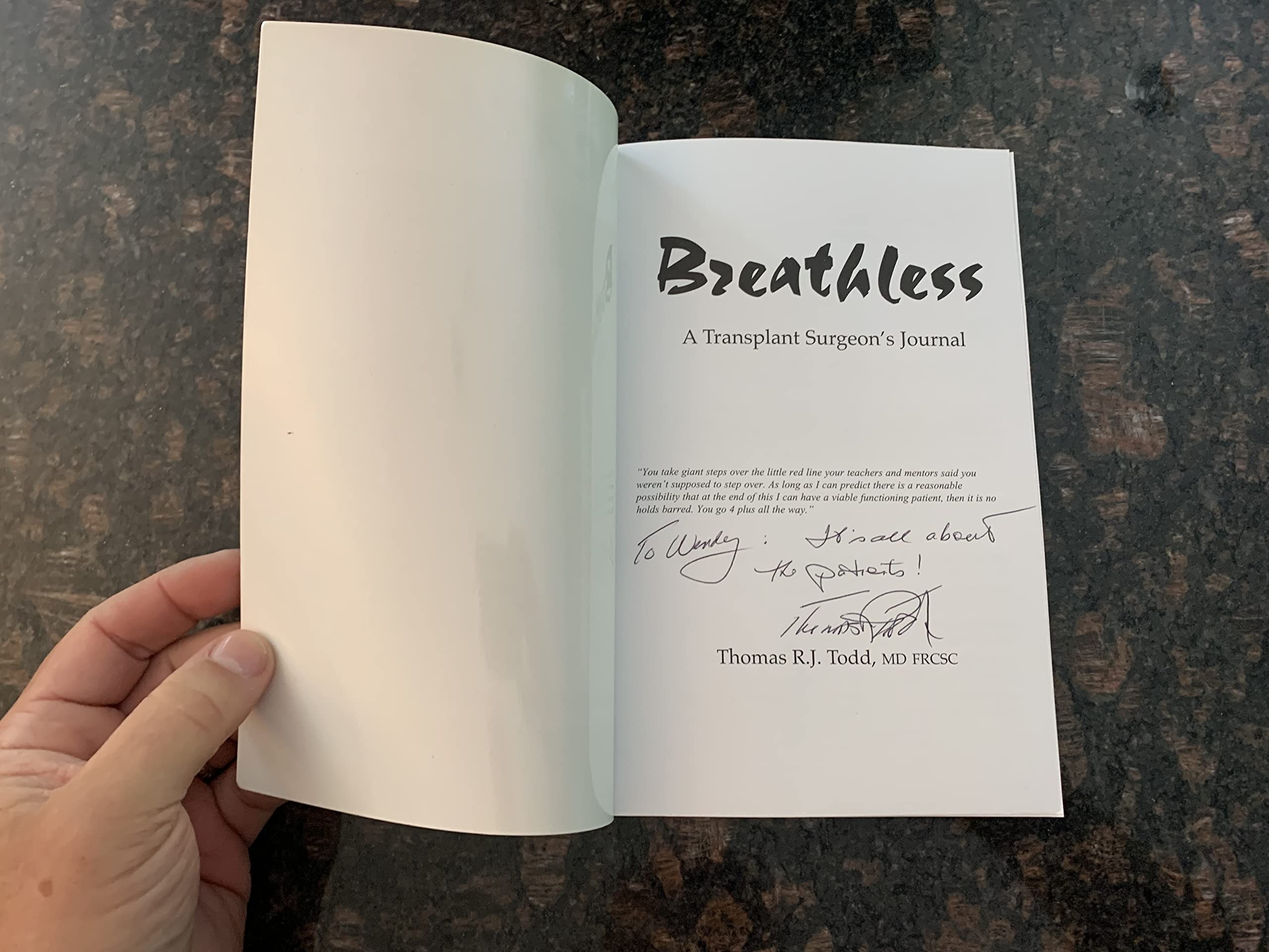 Breathless A Transplant Surgeon's Journal Books