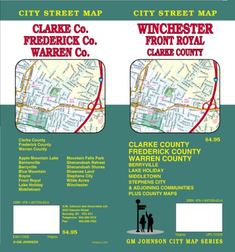 Winchester VA / Front Royal / Clarke, Frederick, & Warren Co. Street Map Maps & Plans