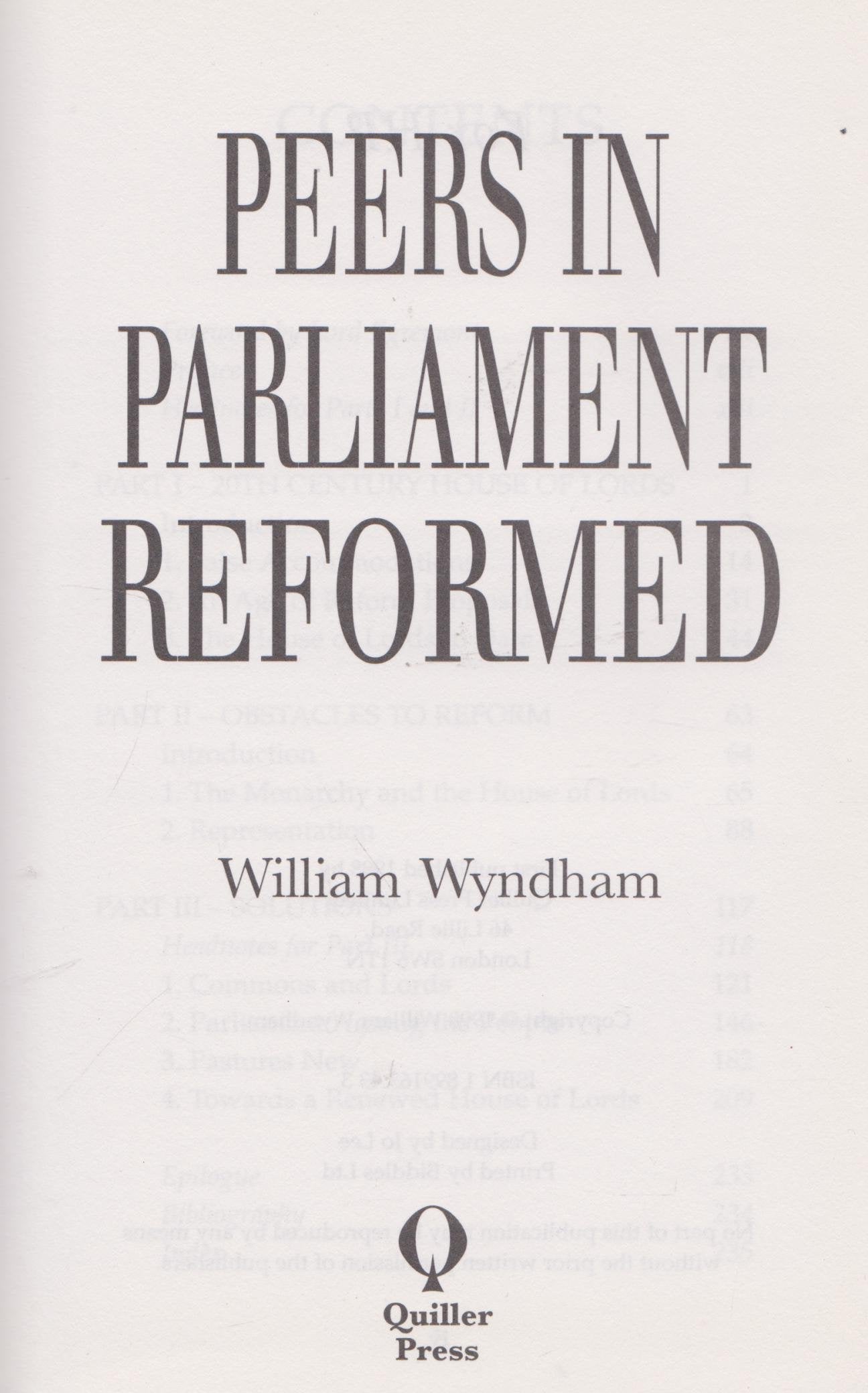 Peers in Parliament Reformed book