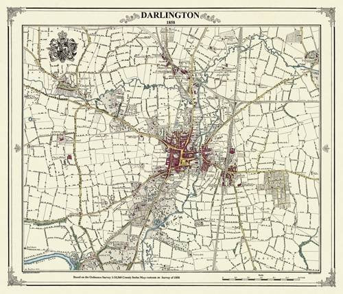 Darlington 1858 Map (Heritage Cartography Victorian Town Map Series) Geology & Geography