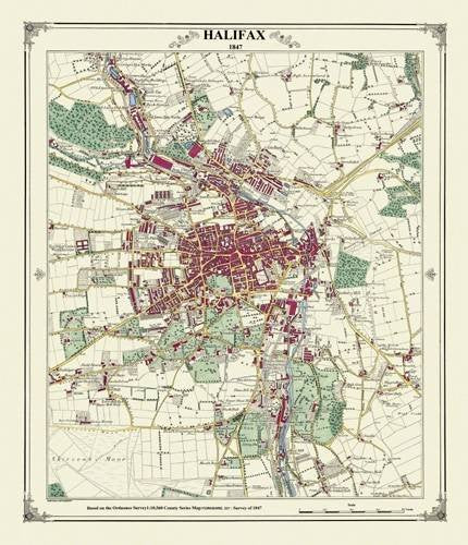 Halifax 1847 Map (Heritage Cartography Victorian Town Map Series) Geology & Geography