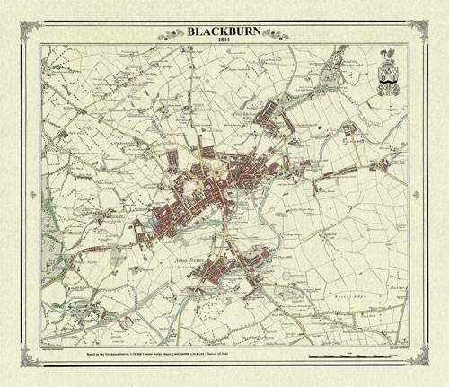Blackburn 1844 Map (Heritage Cartography Victorian Town Map Series) Politics & History