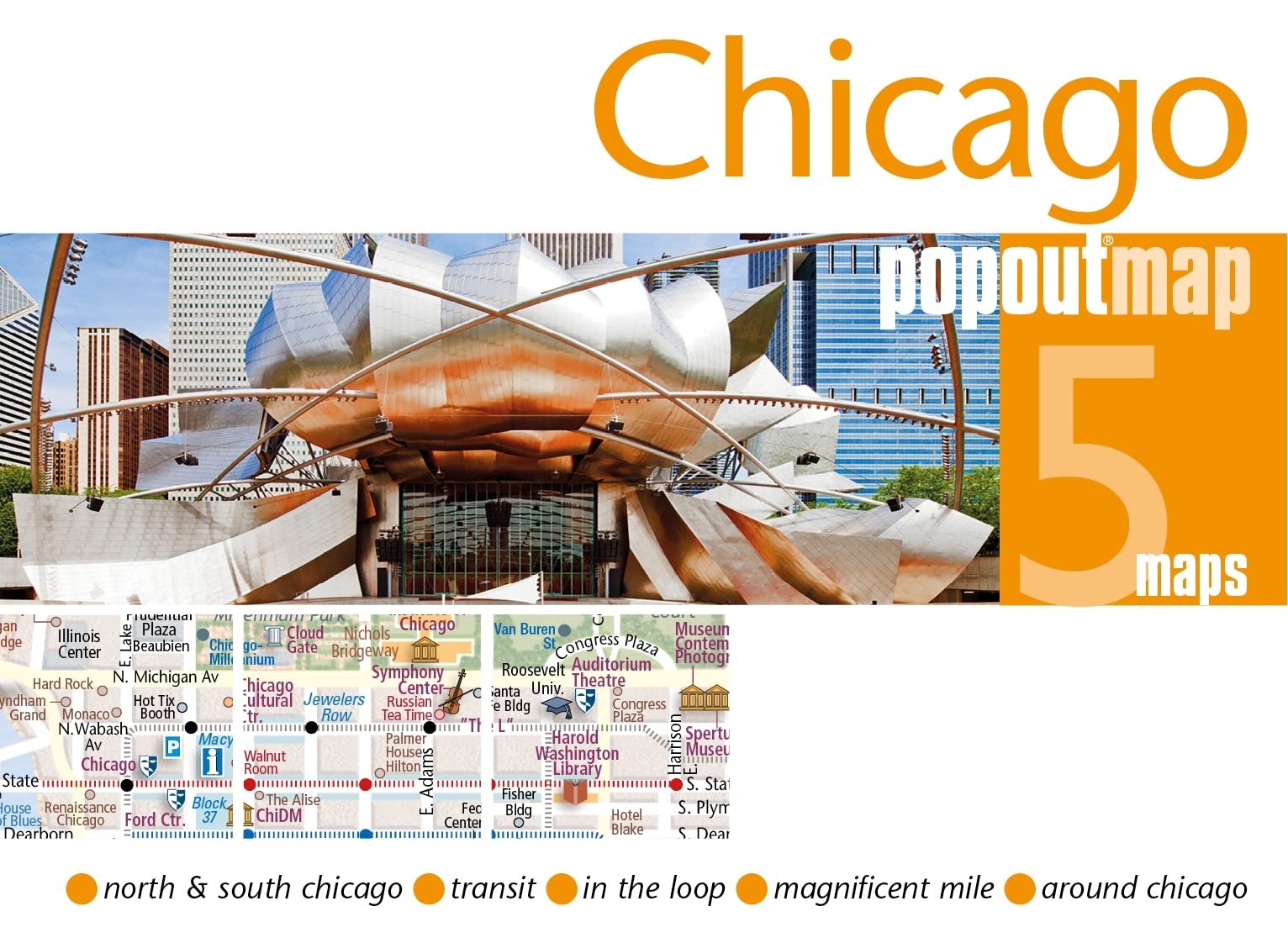 Chicago PopOut Map, 5 Maps: 2 pop-up maps in a handy, pocket-size format (Popout Maps) Leisure, Home & Garden