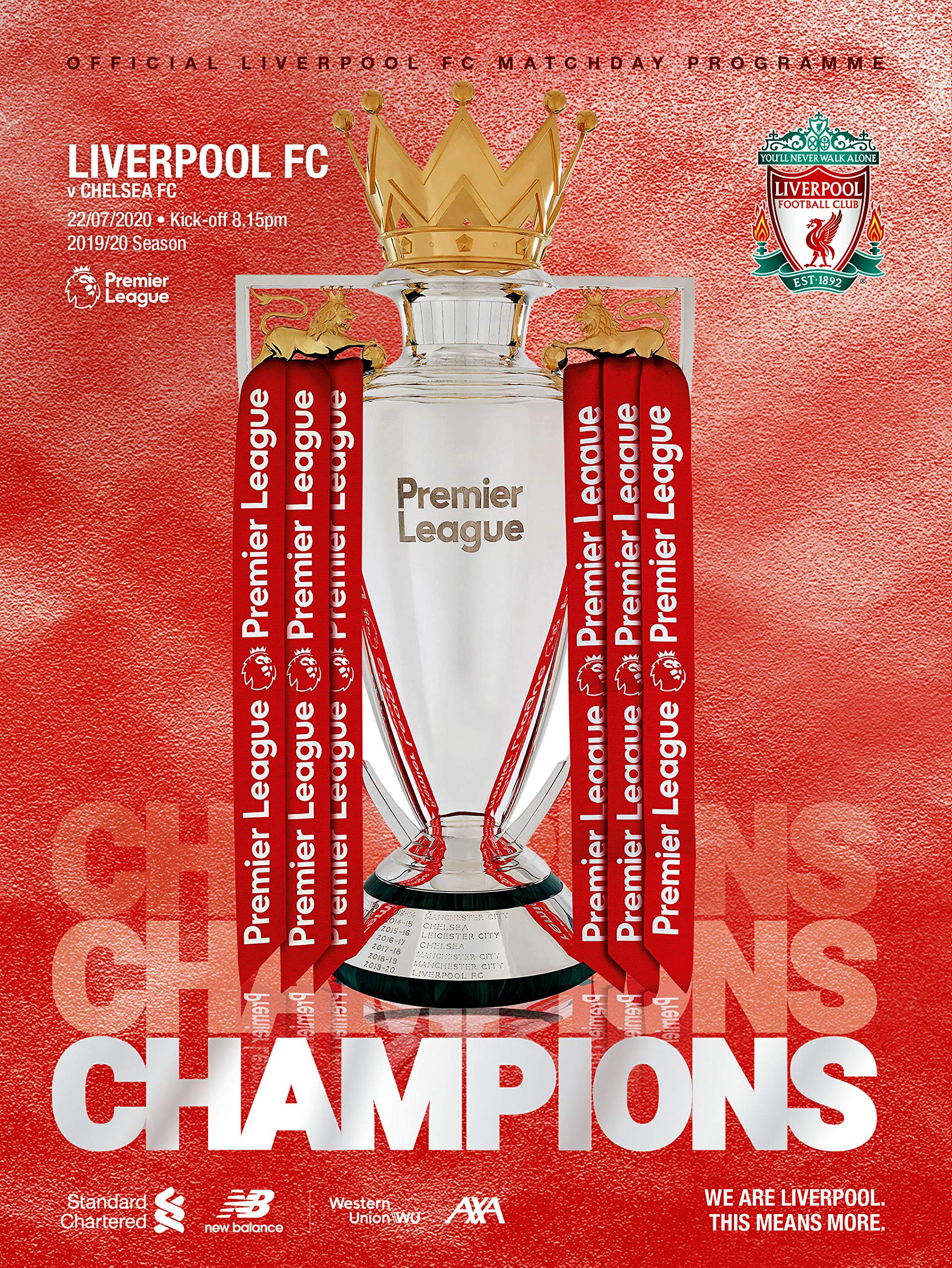 Liverpool FC v Chelsea FC - Champions Edition - Official Matchday Programme book