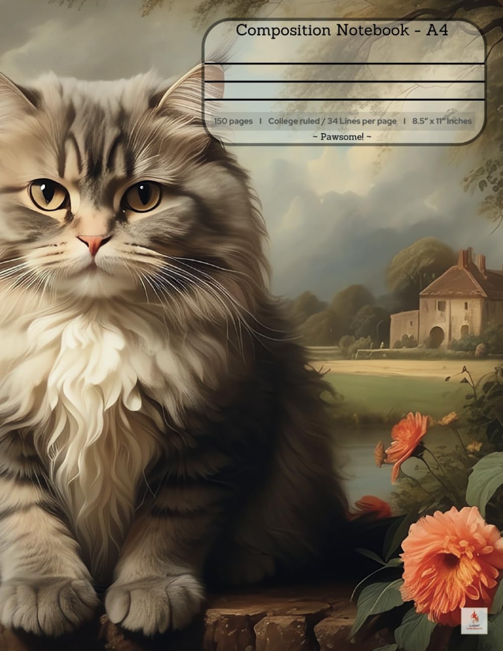 Composition Notebook College Ruled: Pawsome Cat!: Elegant Cat illustration | Inspired by J.M.W Turner | Notebook, Journal for Personal, School, ... 150 Page | Lined & Margin | 8.5inch x 11inch Business, Finance & Career