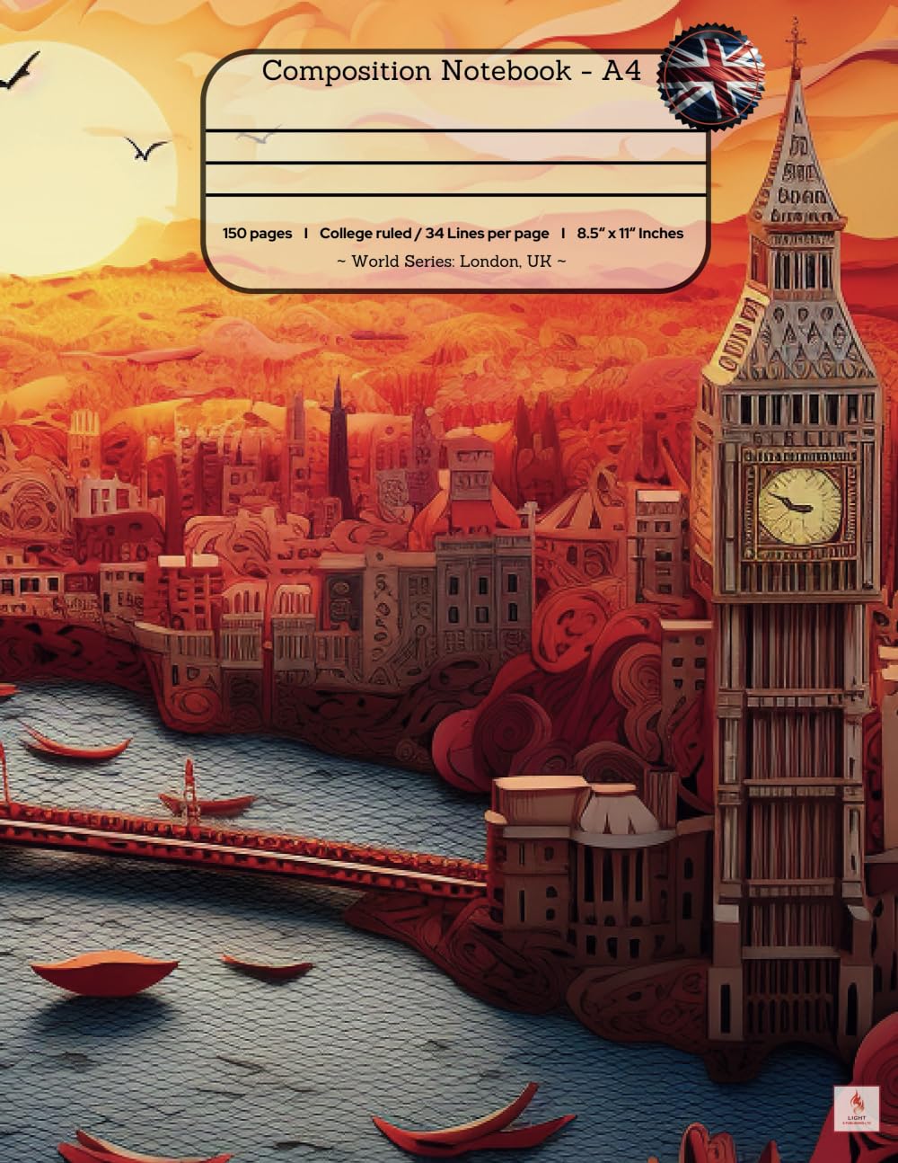 Composition Notebook College Ruled: World Series - London: Filigree Paper Illustration of London in Van Gogh style | Notebook, Journal for Personal, ... 150 Page | Lined & Margin | 8.5inch x 11inch Film, Art & Culture