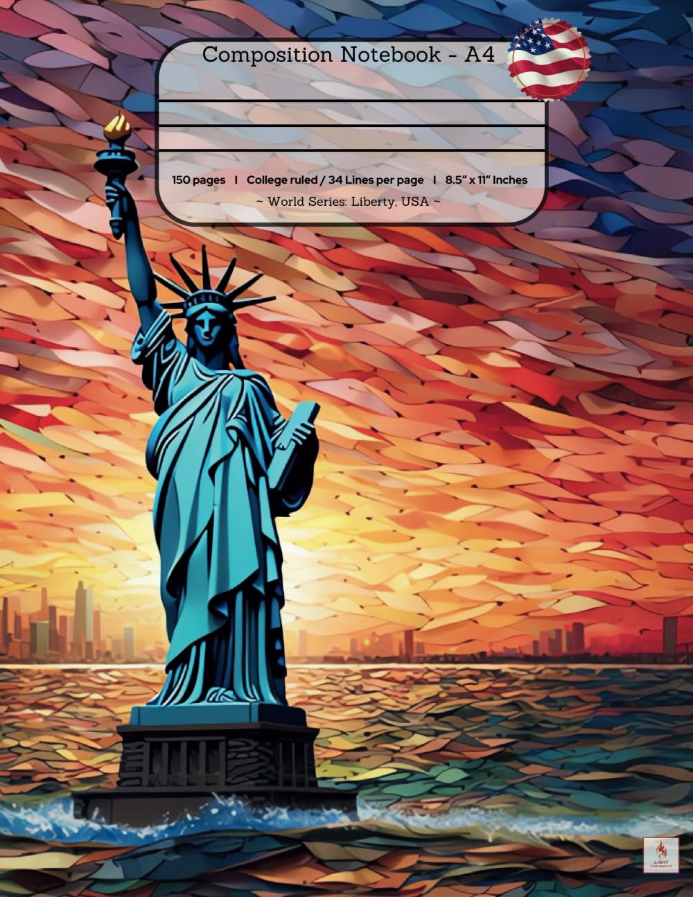 Composition Notebook College Ruled: World Series – Liberty, USA: Filigree Paper Illustration of ‘The Statue of Liberty’ in Van Gogh style | Notebook, ... 150 Page | Lined & Margin | 8.5inch x 11inch Architecture
