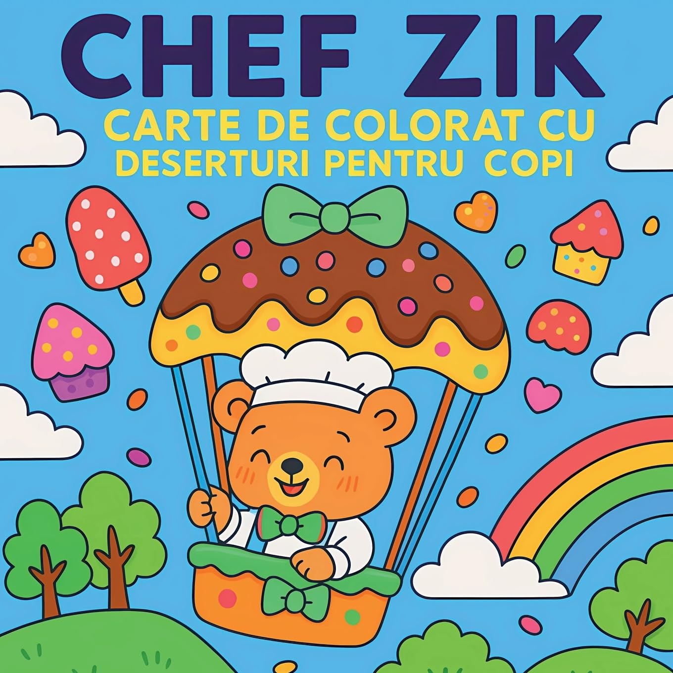 Chef Zik - Carte de colorat cu deserturi pentru copii Tiptoi & Games
