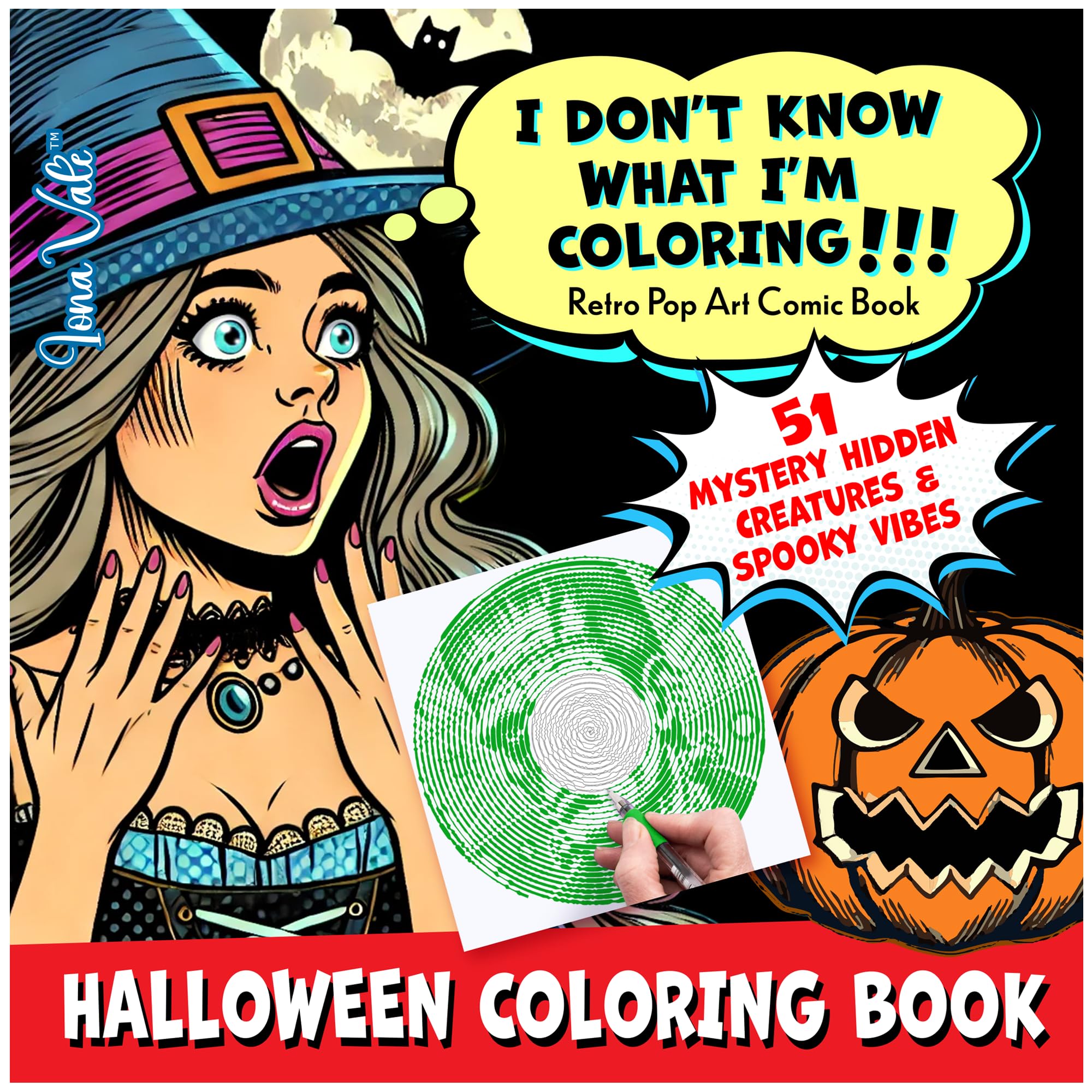 Halloween Coloring Book "I Don't Know What I'm Coloring!!!": 51 Mystery Hidden Creatures & Spooky Vibes with Spirals, Lines & Dots (Mystery Coloring Books for Adults) Manga