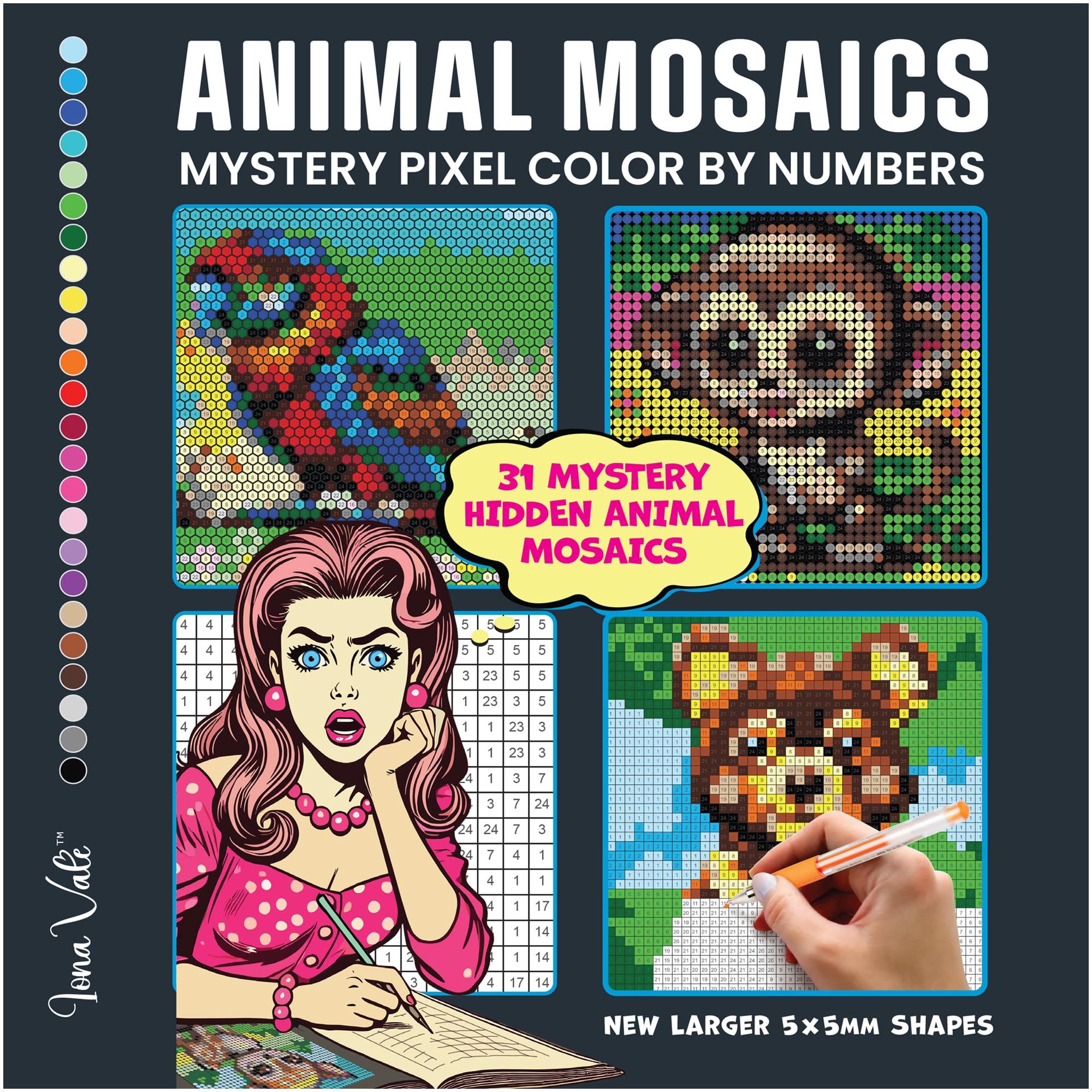 Mystery Mosaics Color by Number Coloring Book: 31 Pixel Art Animal Designs (Mystery Color by Numbers for Adults) Arts & Music
