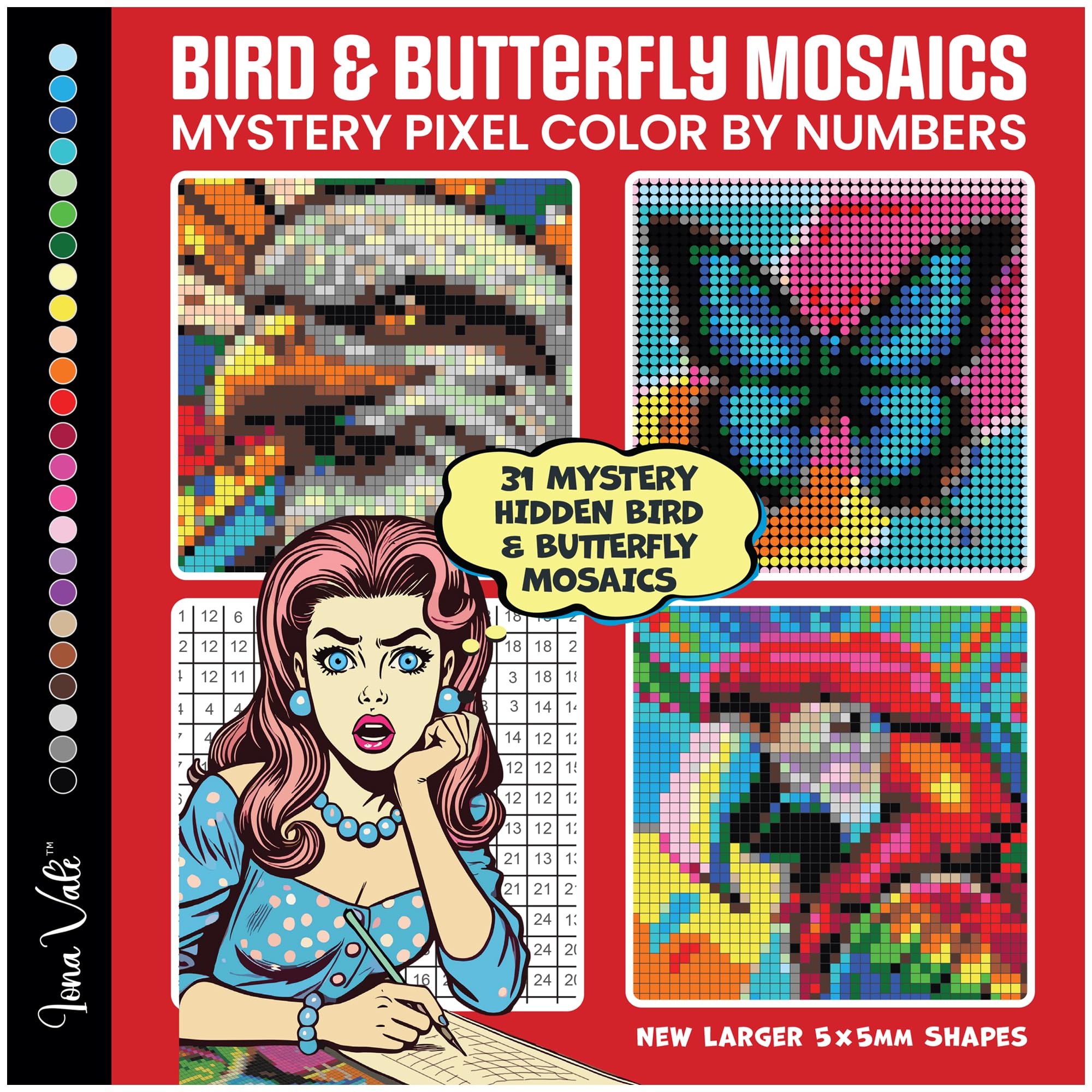 Mystery Mosaics Color by Number Coloring Book: 31 Pixel Art Birds and Butterflies (Mystery Color by Numbers for Adults) Hobbies & Crafts