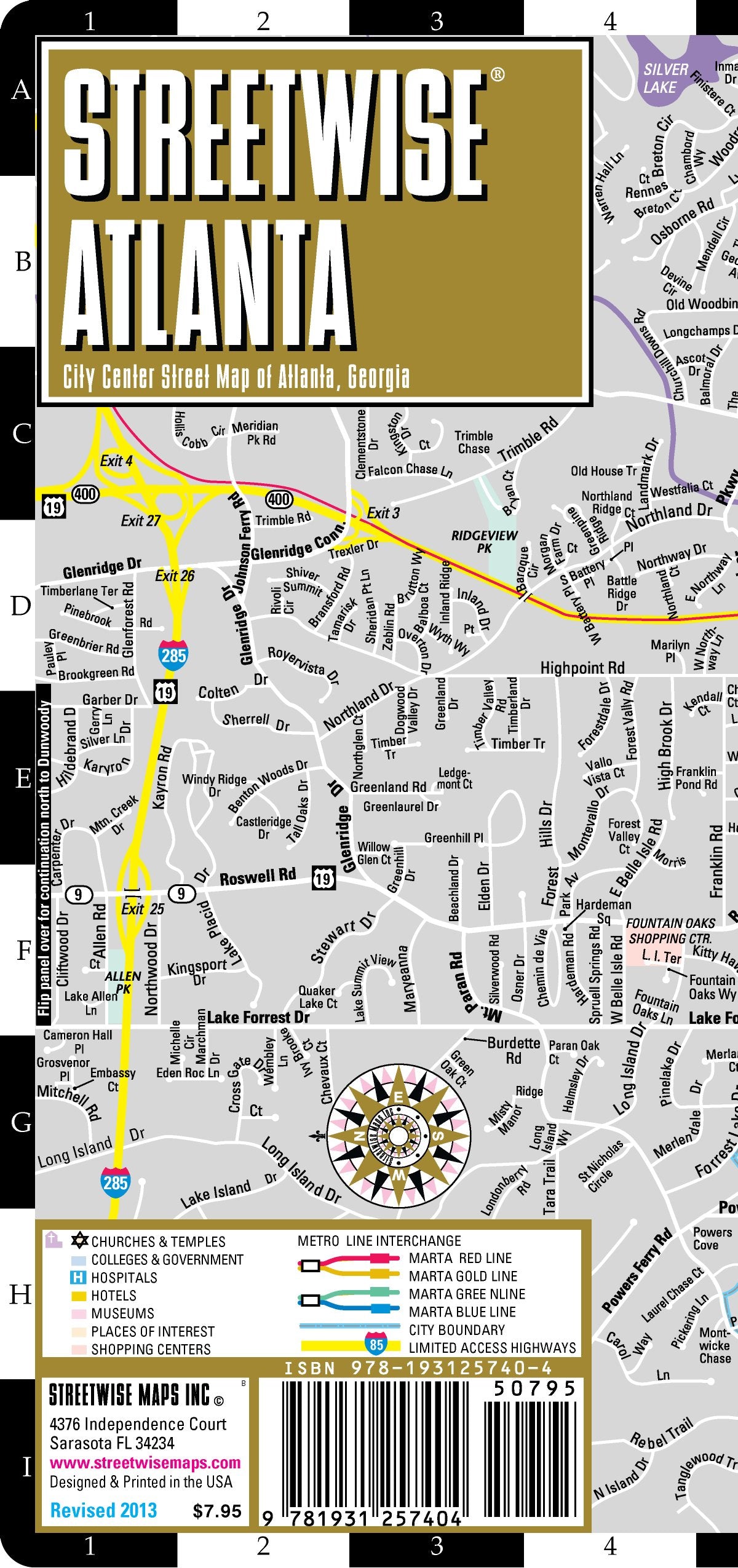 Streetwise Atlanta Map - Laminated City Center Street Map of Atlanta, Georgia: Folding Pocket Size Travel Map Maps & Plans