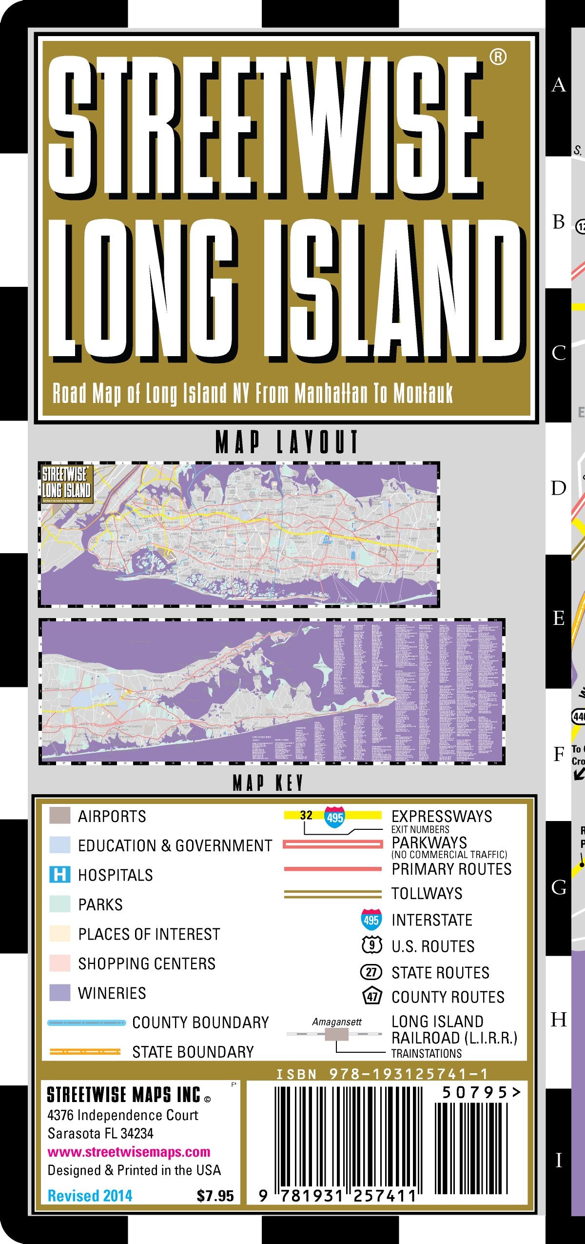 Streetwise Long Island: Road Map of Long Island NY from Manhattan to Montauk Maps & Plans