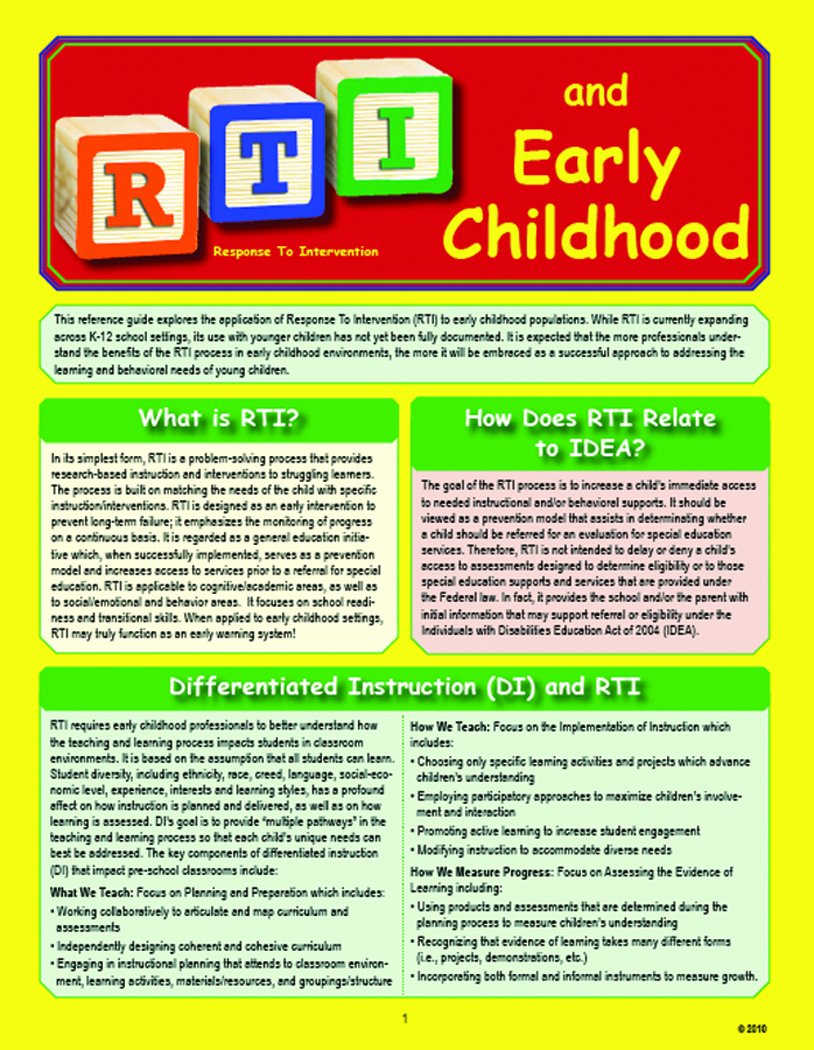 RTI (Response To Intervention) and Early Childhood Books