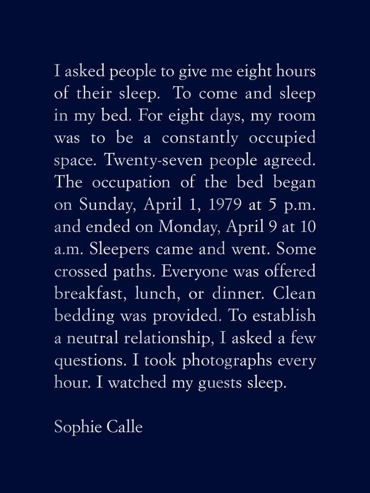 Sophie Calle: The Sleepers Film, Art & Culture