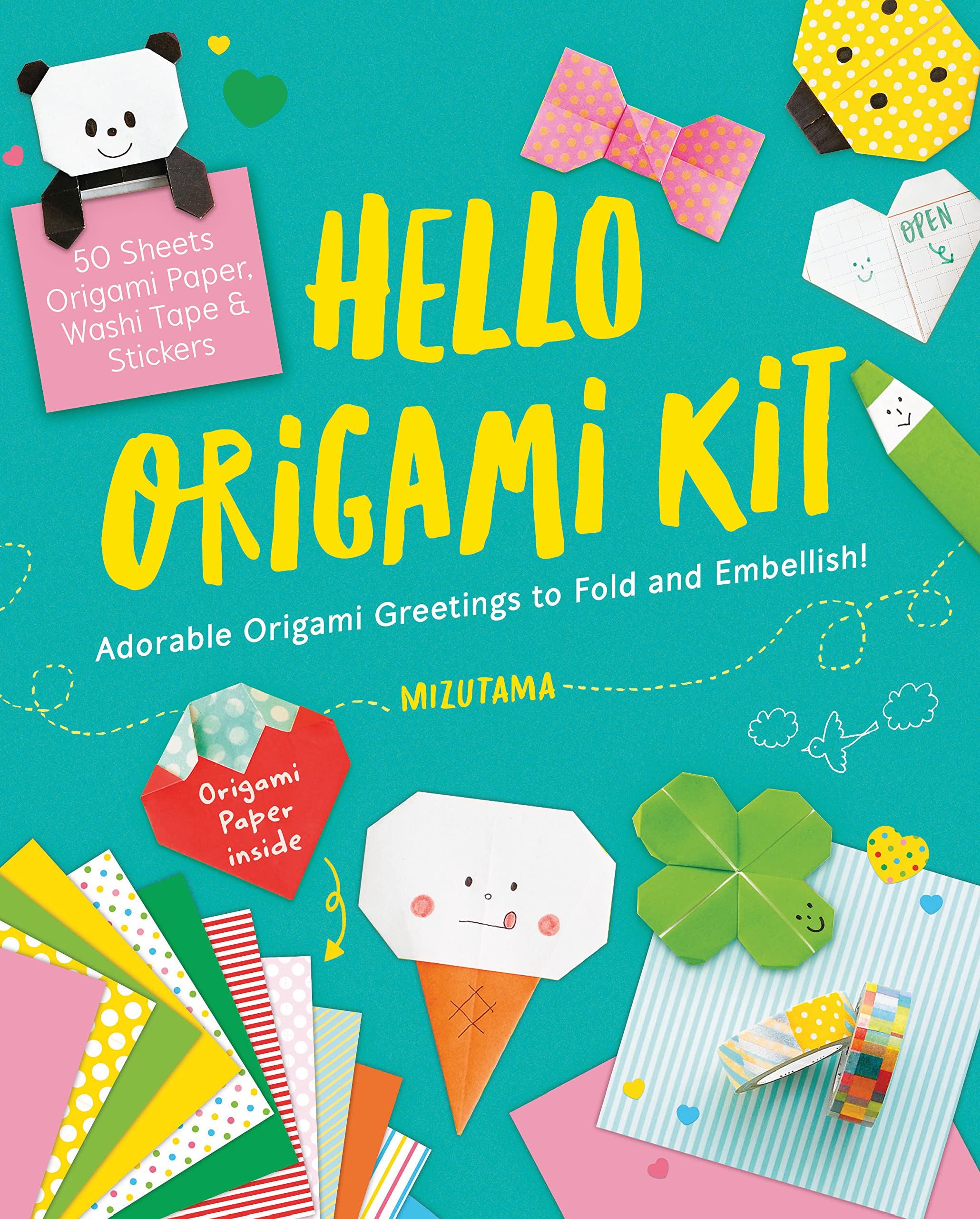 Hello Origami Kit: Adorable Origami Greetings to Fold and Embellish, Includes Paper, Washi Tape & Stickers Hobbies & Crafts