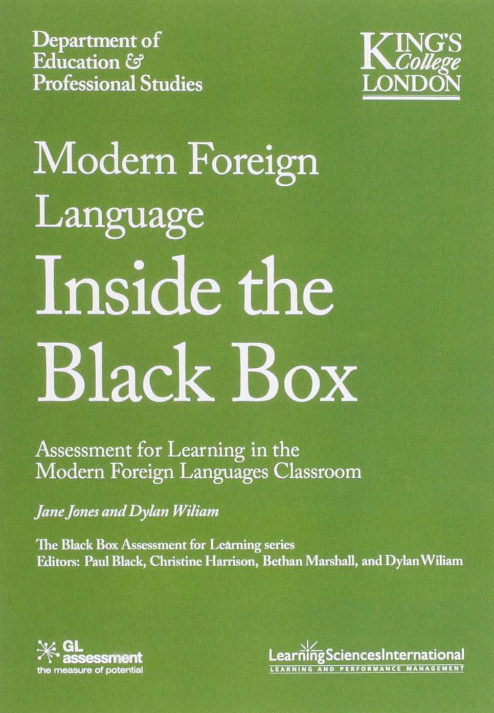 Modern Foreign Language Inside the Black Box: Assessment for Learning in the Modern Foreign Languages Classroom Business, Finance & Career