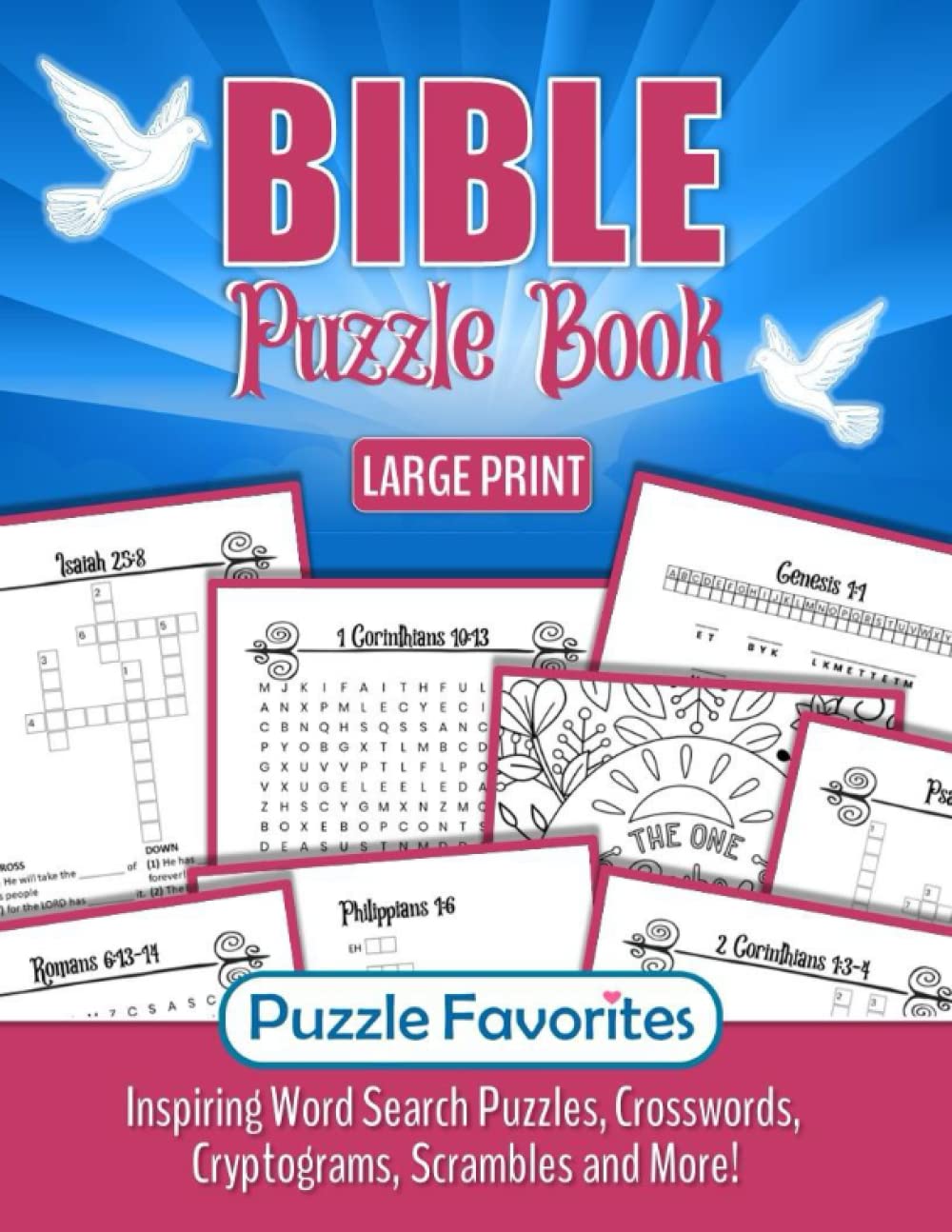 Bible Puzzle Book Large Print: Inspiring Bible Verse Word Search, Cryptograms, Crosswords, Scrambles and More! Activities to Encourage in Christian Faith and Hope Leisure & Fun