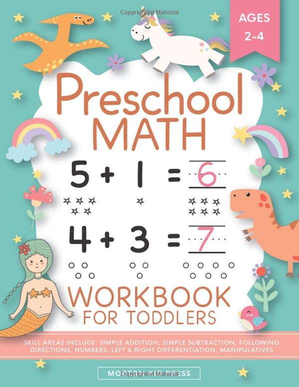 Preschool Math Workbook for Toddlers Ages 2-4: Beginner Math Preschool Learning Book with Number Tracing and Matching Activities for 2, 3 and 4 year olds and kindergarten prep book