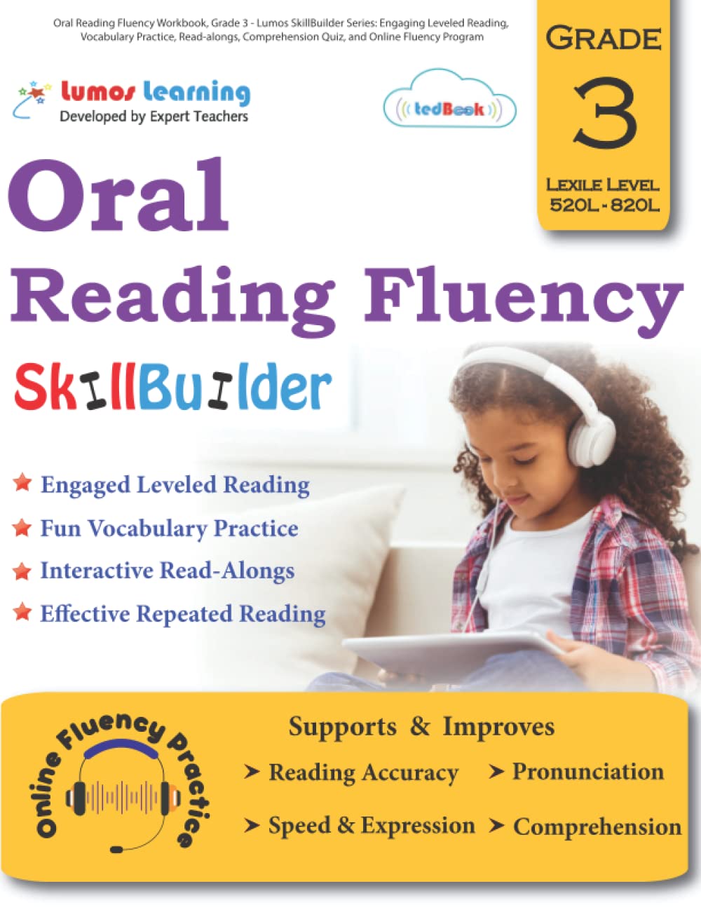 Oral Reading Fluency Workbook, Grade 3 - Lumos SkillBuilder Series: Engaging Leveled Reading, Vocabulary Practice, Read-alongs, Comprehension Quiz, and Online Fluency Program Books