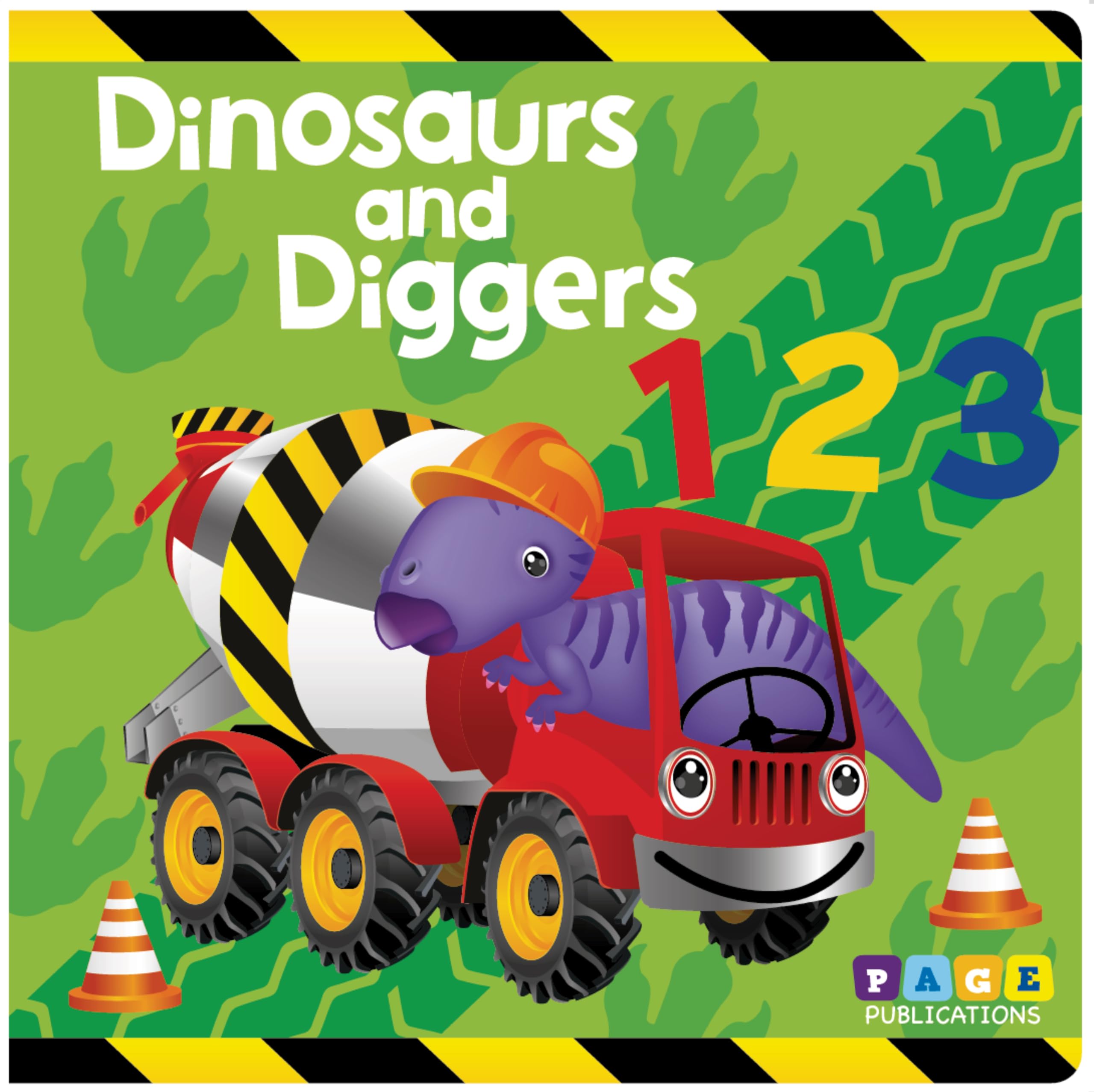Dinosaurs and Diggers 123 Children's Counting Book Toddlers Early Learning Padded Board Book For Kids by Page Publications Books