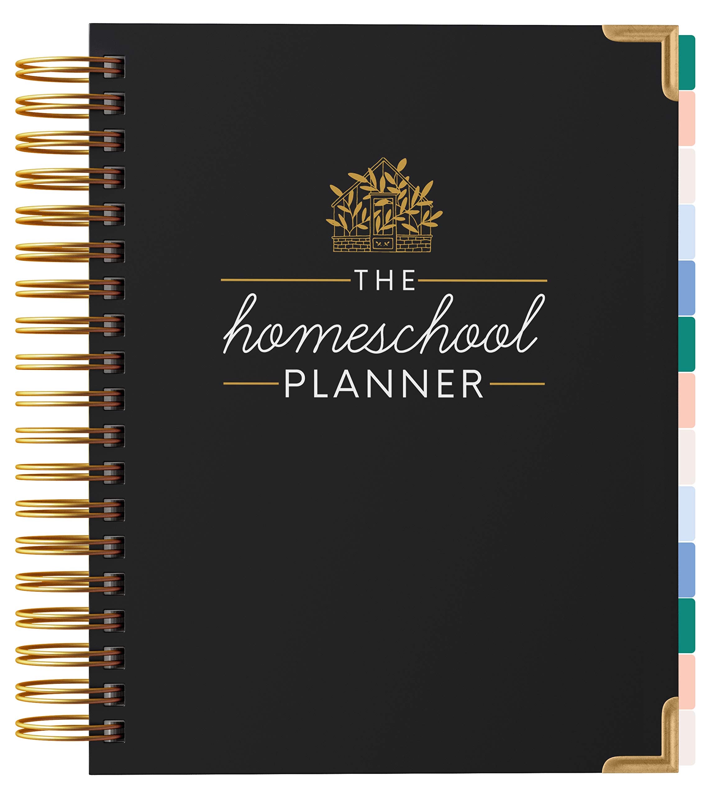 The Homeschool Planner: Beautiful Undated Homeschool Planner with Monthly Tabs | To Do List, Goals, Meal Planning & Academic Tools | Homeschooling, Distance Learning & Family Organizer | Gold Spiral Education & Training
