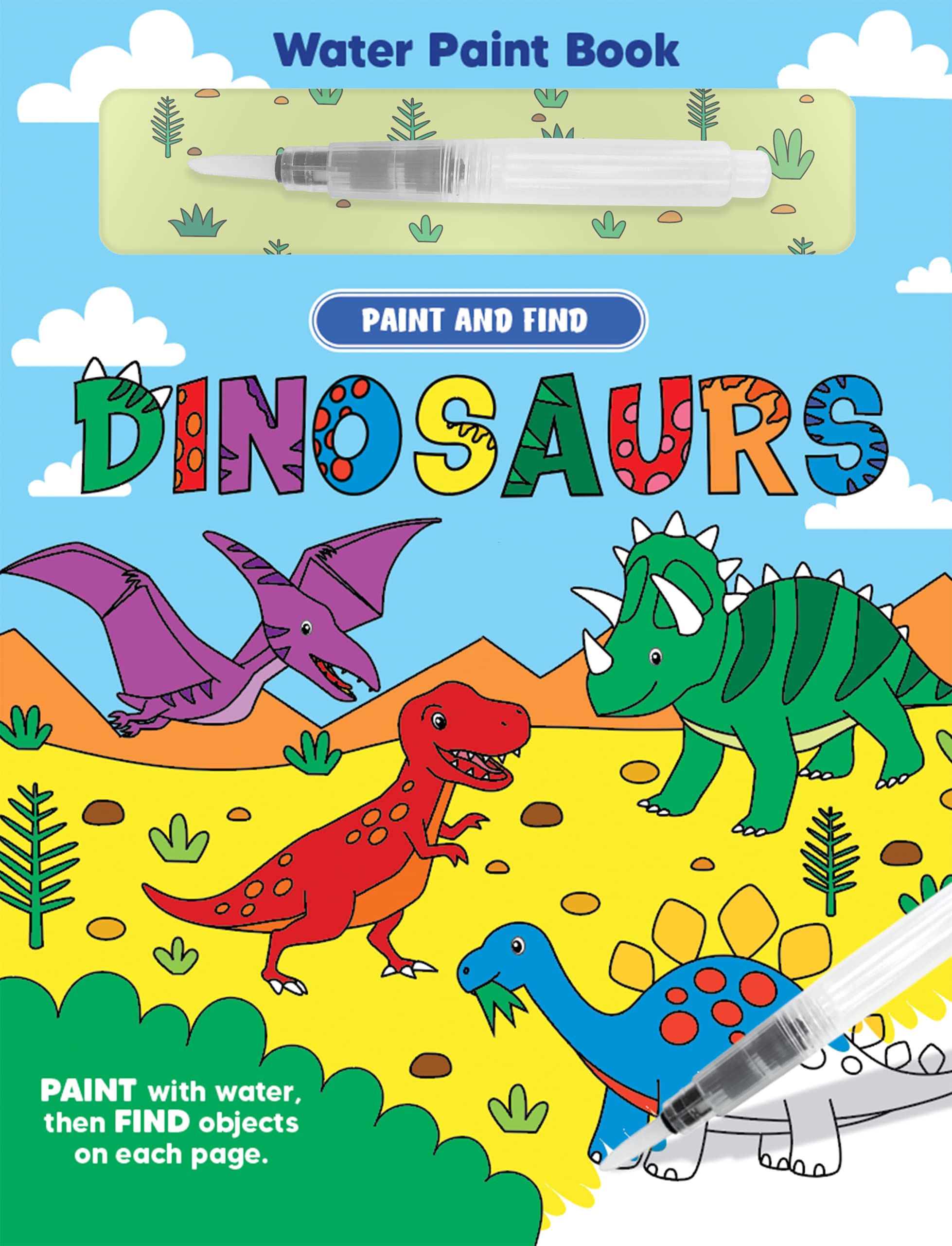 Paint and Find Dinosaurs - Childrens Board Book - Water Colors Children's books