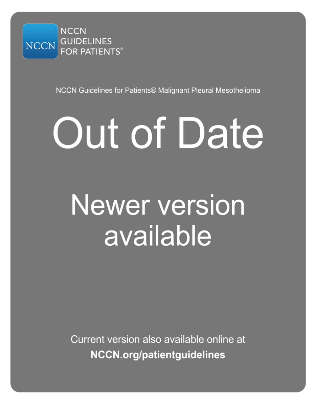 NCCN Guidelines for Patients® Malignant Pleural Mesothelioma Medicine