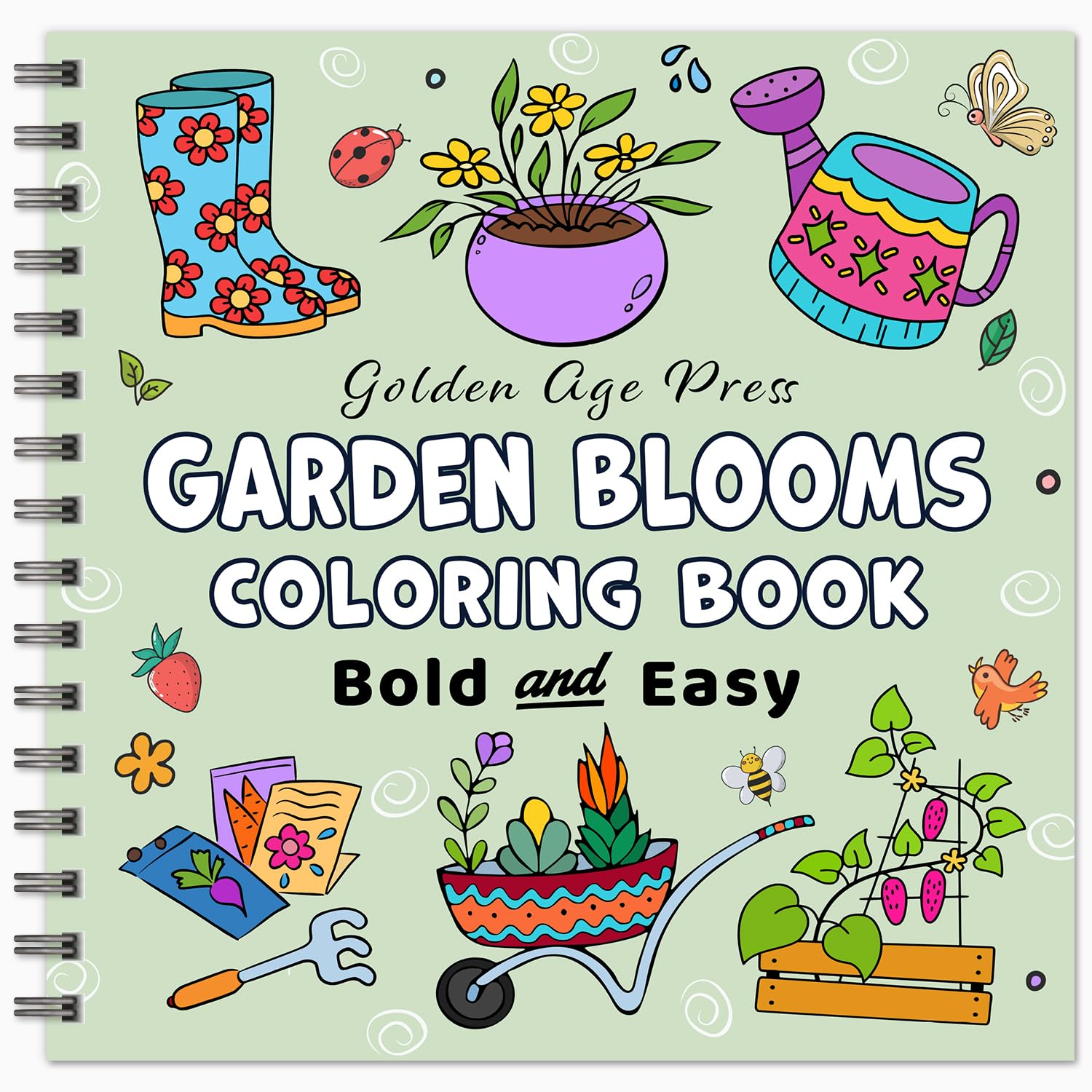 Garden Blooms Bold & Easy Coloring Book: Garden Blooms Bold & Easy Coloring Book Simple Large Print Cute Spring Gardening and Flower Designs for Adults, Kids & Beginners Hobbies & Crafts
