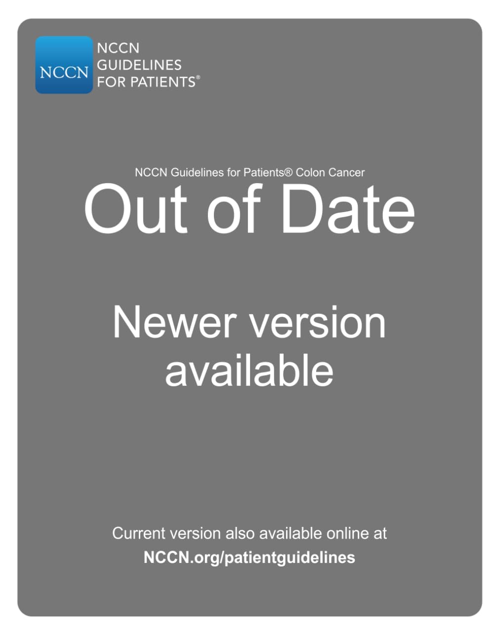 NCCN Guidelines for Patients® Colon Cancer Medicine