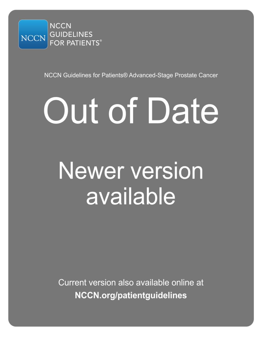NCCN Guidelines for Patients® Advanced-Stage Prostate Cancer Medicine
