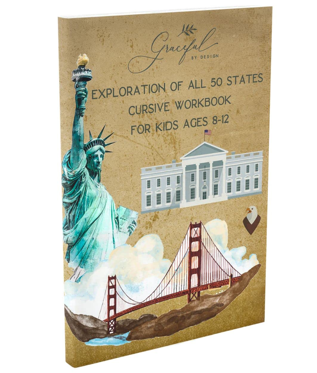 Exploration of All 50 States Cursive Workbook for Kids 8-12: A Handwriting Practice Book (Graceful By Design's Cursive Workbooks) Education & Training