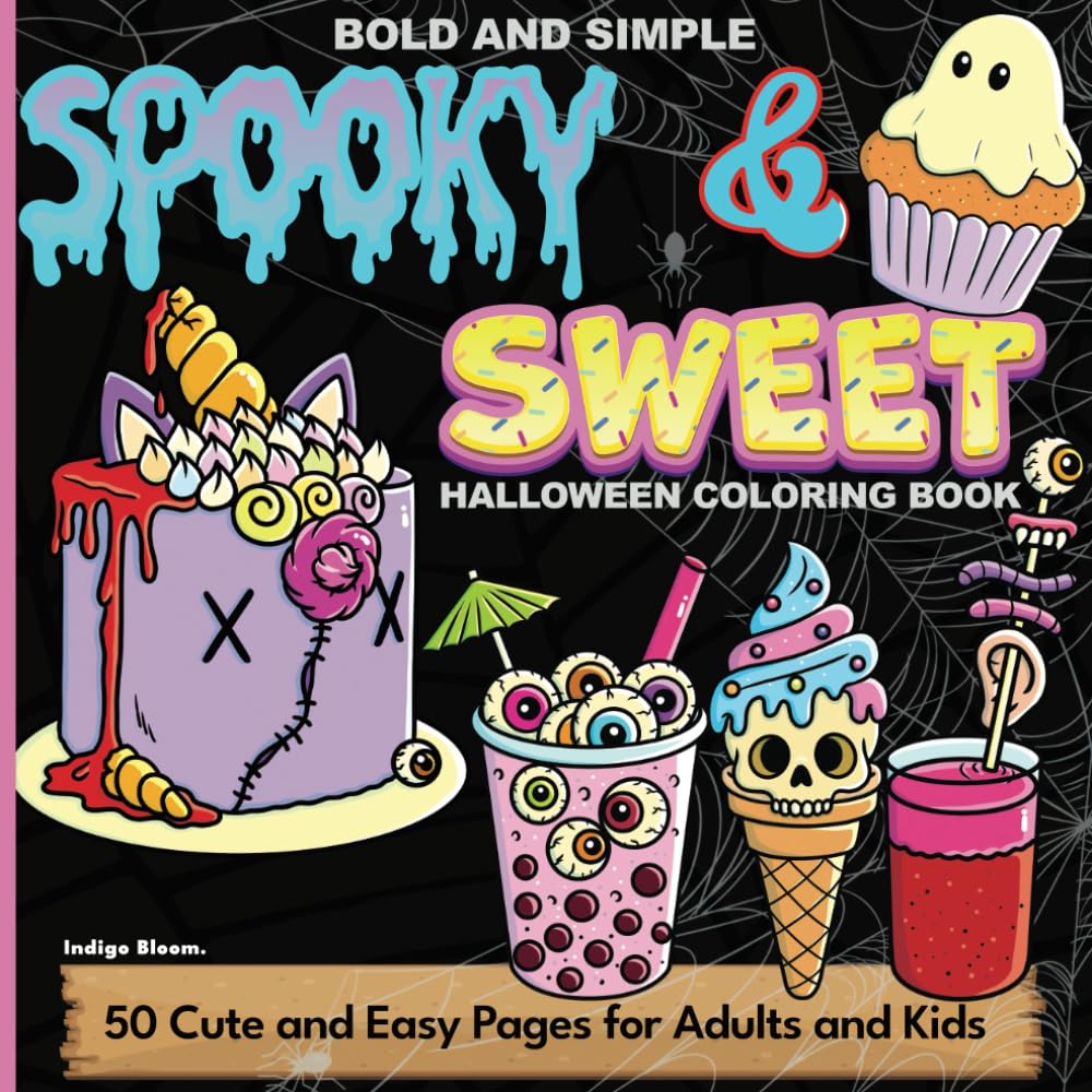 Bold and Simple Spooky & Sweet Halloween Coloring Book: 50 Cute and Easy Pages for Adults and Kids (Bold and Simple Coloring Books, Band 12) Hobbies & Crafts