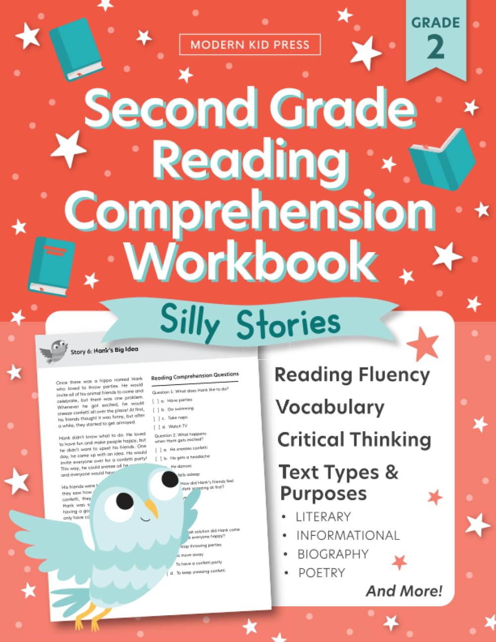 The 2nd Grade Reading Comprehension Workbook for Kids: Silly and Engaging Stories, Biographies, Poetry and Informational Text to Improve Reading Comprehension and Phonics (2nd Grade Workbooks) Reading Aloud & Learning to Read