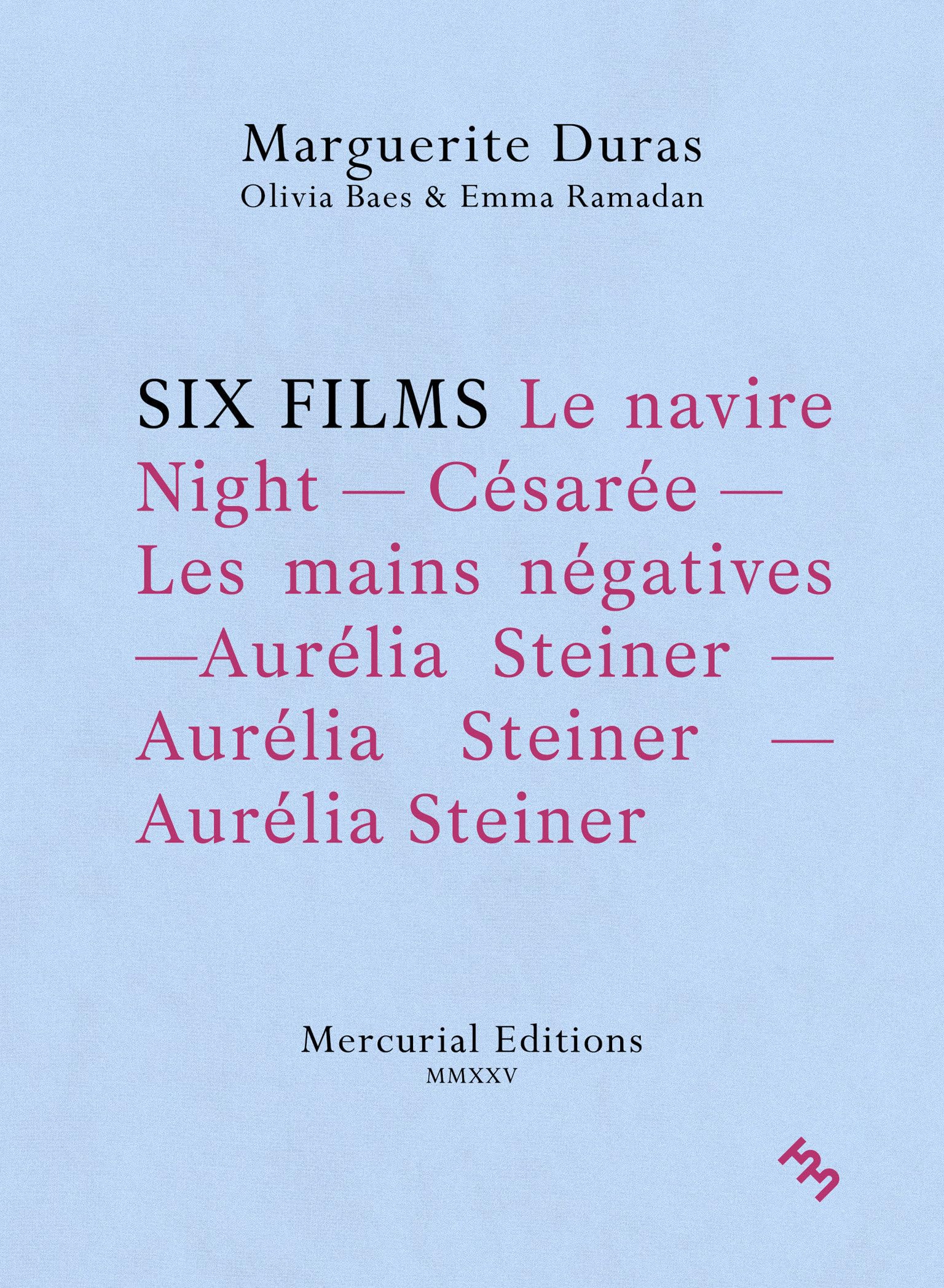 Six Films: by Marguerite Duras (Inpatient Press / Mercurial Editions) Contemporary literature