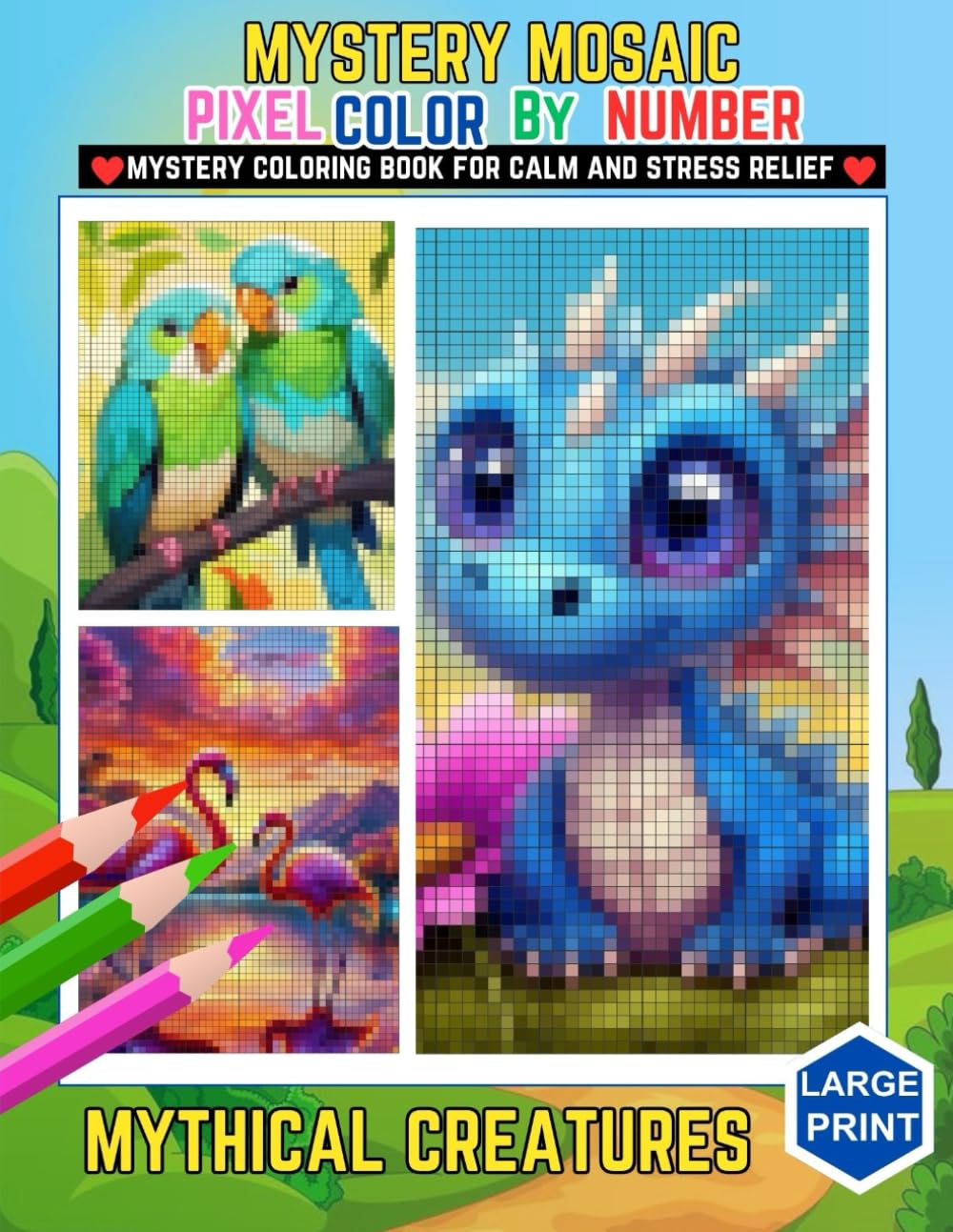 Mystery Mosaic Pixel Color By Number: Mystery Coloring Book For Calm And Stress Relief Mythical Creatures Film, Art & Culture