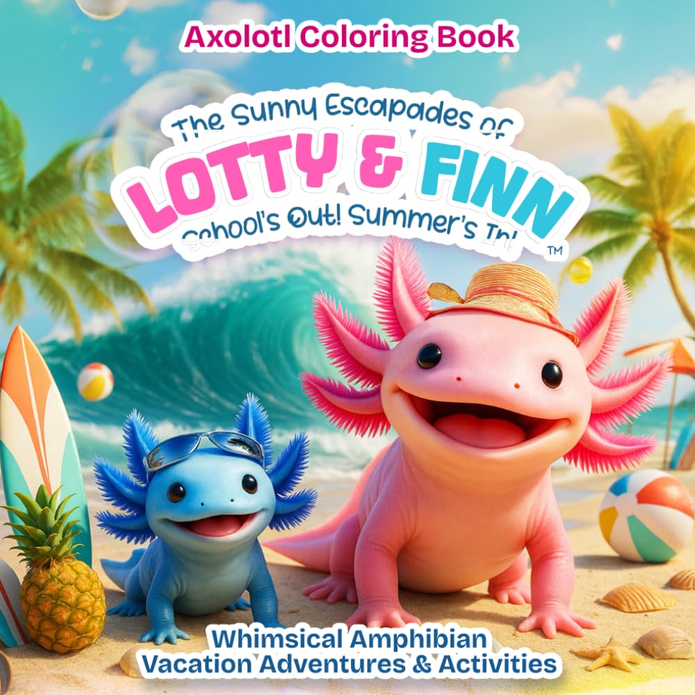 AXOLOTL Coloring Book - The Sunny Escapades of Lotty & Finn - School’s Out! Summer’s In!: Whimsical Amphibian Vacation Adventures & Activities (Lotty And Finn, Band 2) Pets