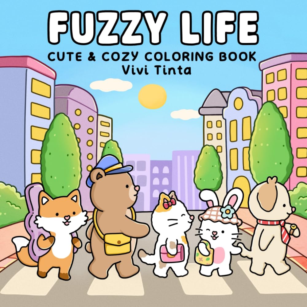 Fuzzy Life: Cute & Cozy Coloring Book for Adults & Teens Featuring Adorable Animal Friends in Everyday Moments for Stress Relief Manga
