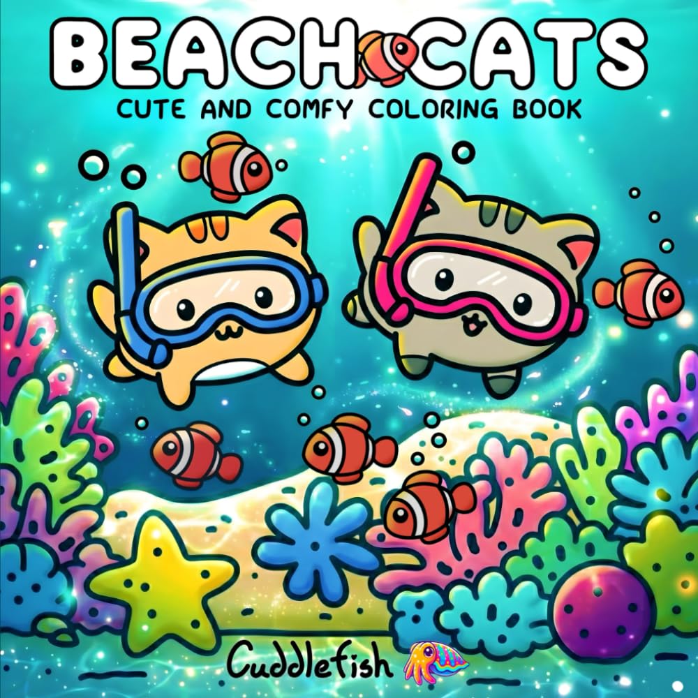 Beach Cats: Cute and Comfy Beach Coloring Book for Adults and Teens - Therapeutic Square Coloring Book, Bold and Easy Cozy Cat Coloring, Kawaii Fuzzy ... Relaxation (Hygge Moments Easy Art Therapy) Manga