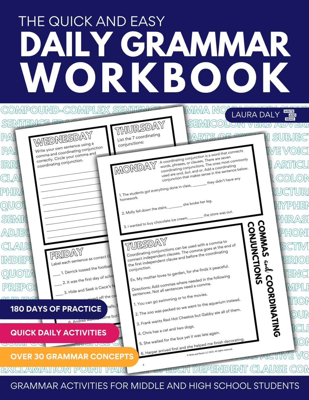 The Quick and Easy Daily Grammar Workbook: Grammar Activities for Middle and High School Students (Quick and Easy English Language Arts) Learning & Reference