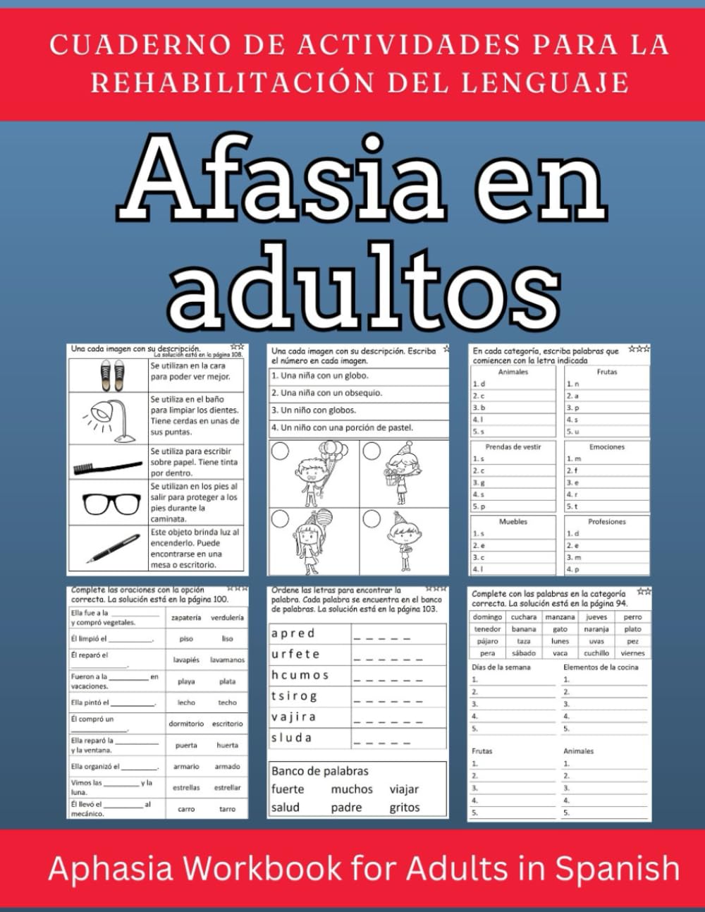 Afasia en adultos: Cuaderno de actividades para la rehabilitación del lenguaje: Aphasia Workbook for Adults in Spanish (Stroke Recovery Activity Book, Band 4) Health, Nutrition & Fitness