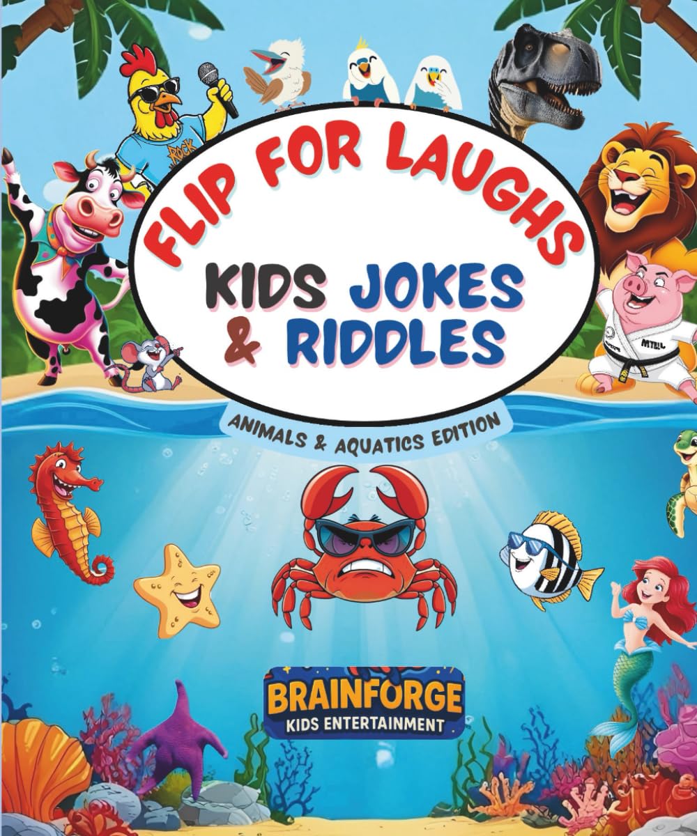 Flip for Laughs - Kids Jokes & Riddles - Animals and Aquatics Edition: 100+ Full Color illustrations of Hilarious Jokes, Riddles and Puns for Ages 5-10 (Flip for Laughs Mini books, Band 1) Manga