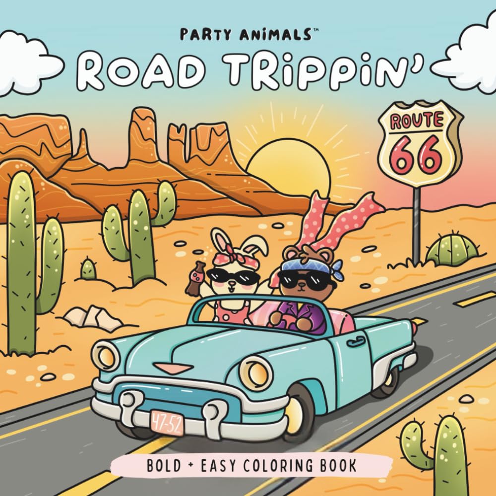 Road Trippin': Stress-Relief Coloring Book for Adults & Teens Featuring Bold Designs, Funny Animal Characters, and Road Trip Adventures (Wild Adventures, Band 1) Hobbies & Crafts