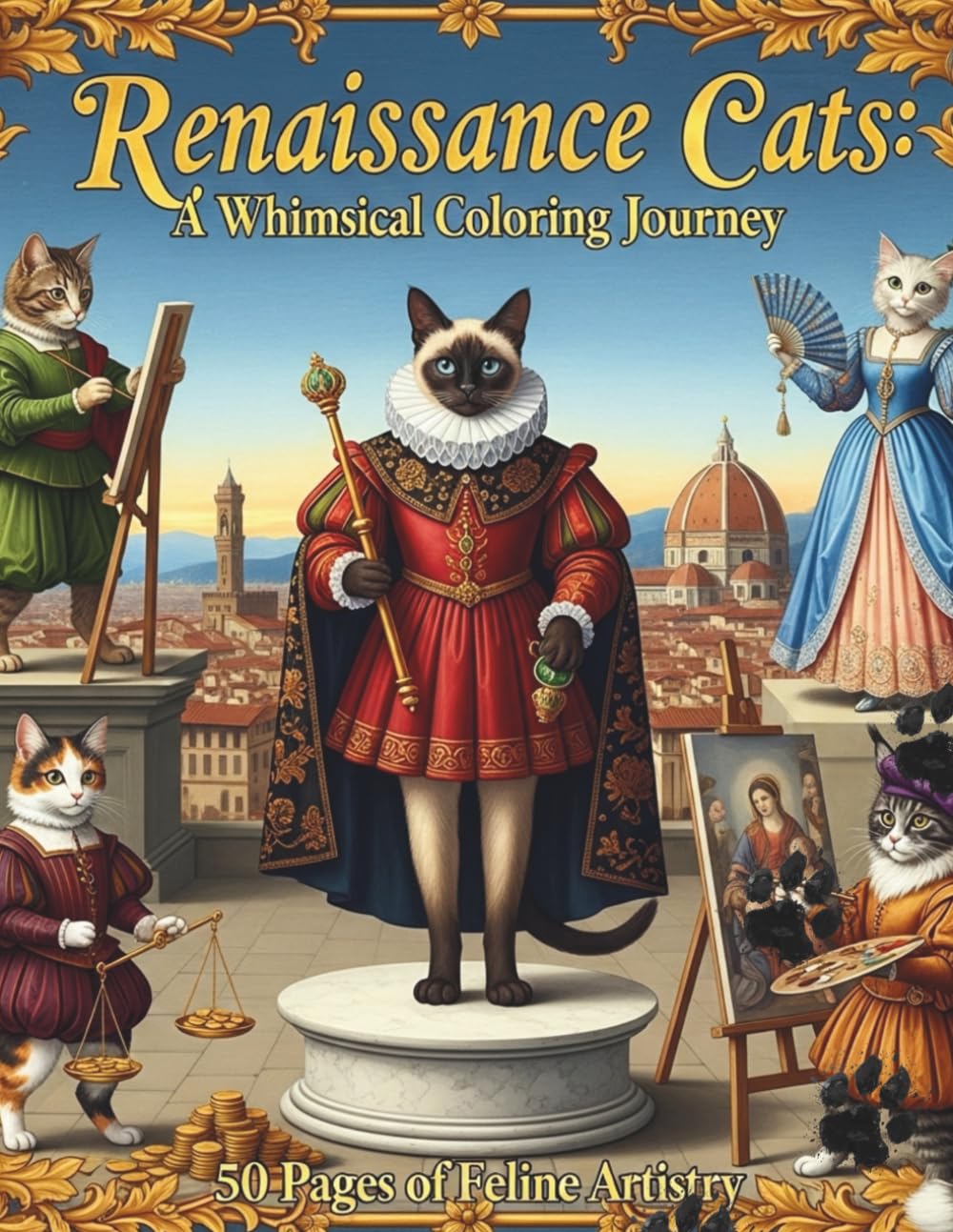 Renaissance Cats: A Whimsical Coloring Journey: 50 Pages of Feline Artistry Hobbies & Crafts