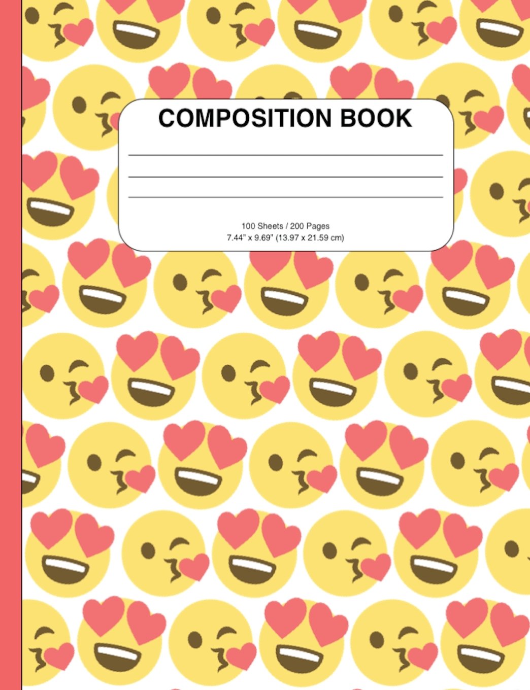 Adorable Hearts Emoji Composition Notebook, Graph Paper: 200+ Pages, Great for School, as a Notebook, Diary, or Journal book